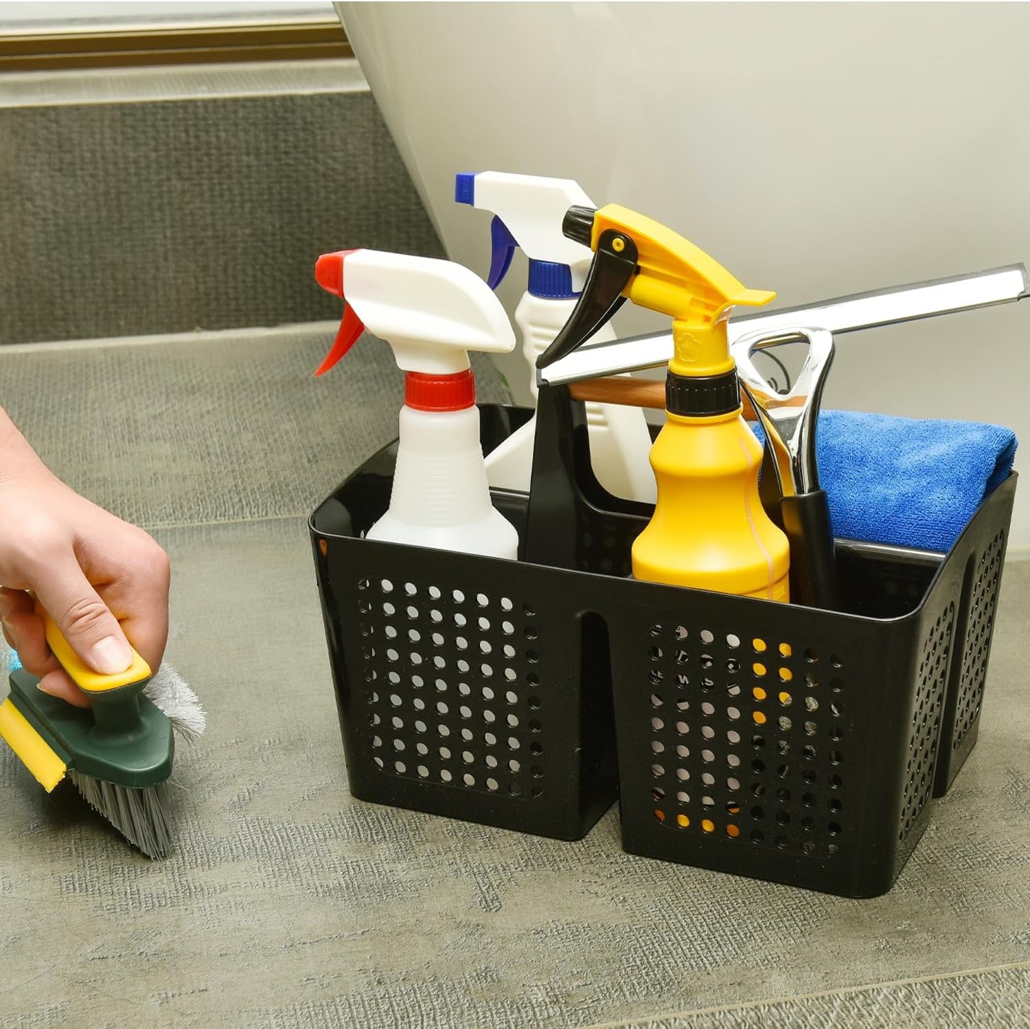 Portable Shower Caddy Basket with Compartments, Plastic Divided Cleaning Caddy Organizer Storage Tote with Handle for... - Image 6