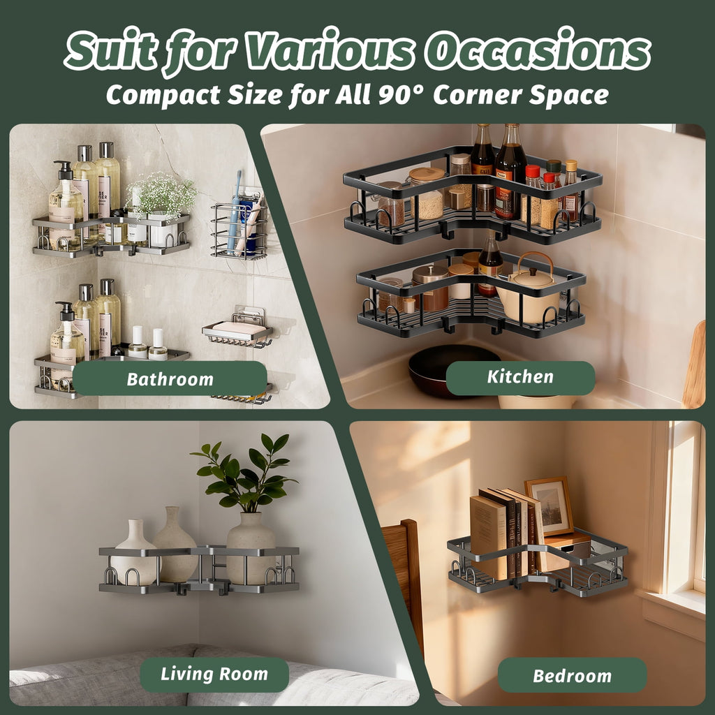 5-Piece Shower Caddy Set -Includes Shelf, Soap Holder, Toothbrush Holder, Strong Load-Bearing Without Drilling - Image 4