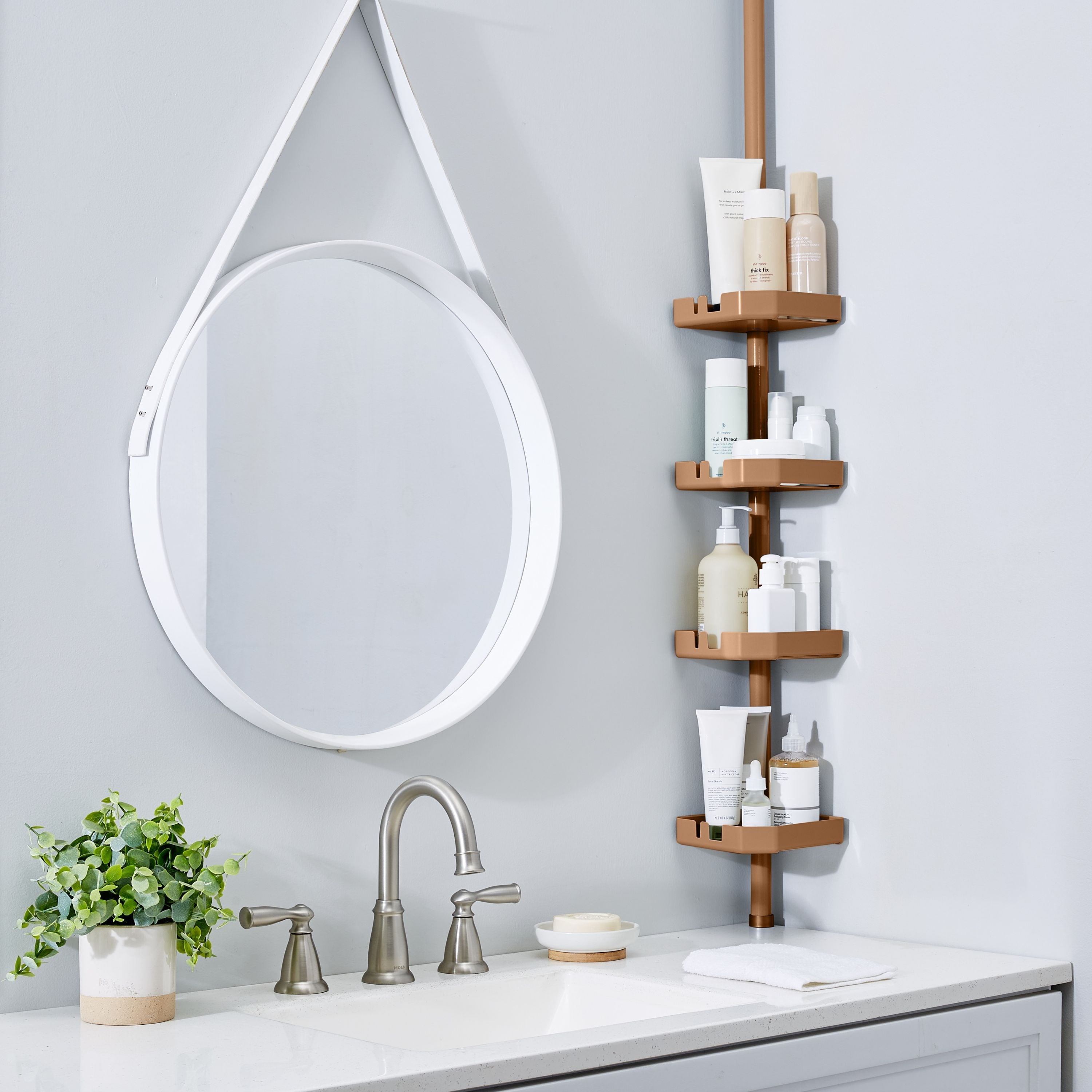 Bath Bliss 4-Shelf Tier Tension Corner Shower Plastic Organizer Caddy in Bronze - Image 6