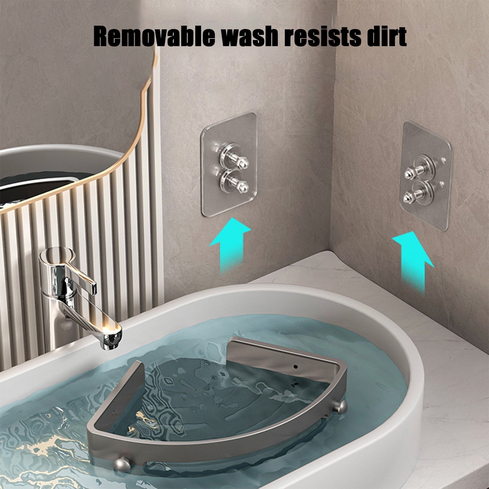 Bathroom Corner Shelf Gray Wall Mounted Corner Shower Caddy Kitchen Corner Shelves No Drill Shower Organizer - Image 5