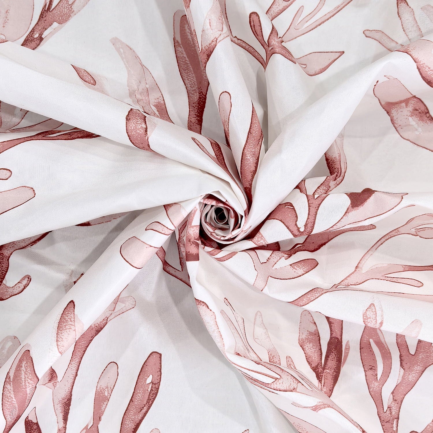 16-Piece Pink Coastal Botanical Shower Curtain Bathroom Set Fabric Curtain with Rug, Hooks, Soap Dispenser & Tray - Image 6