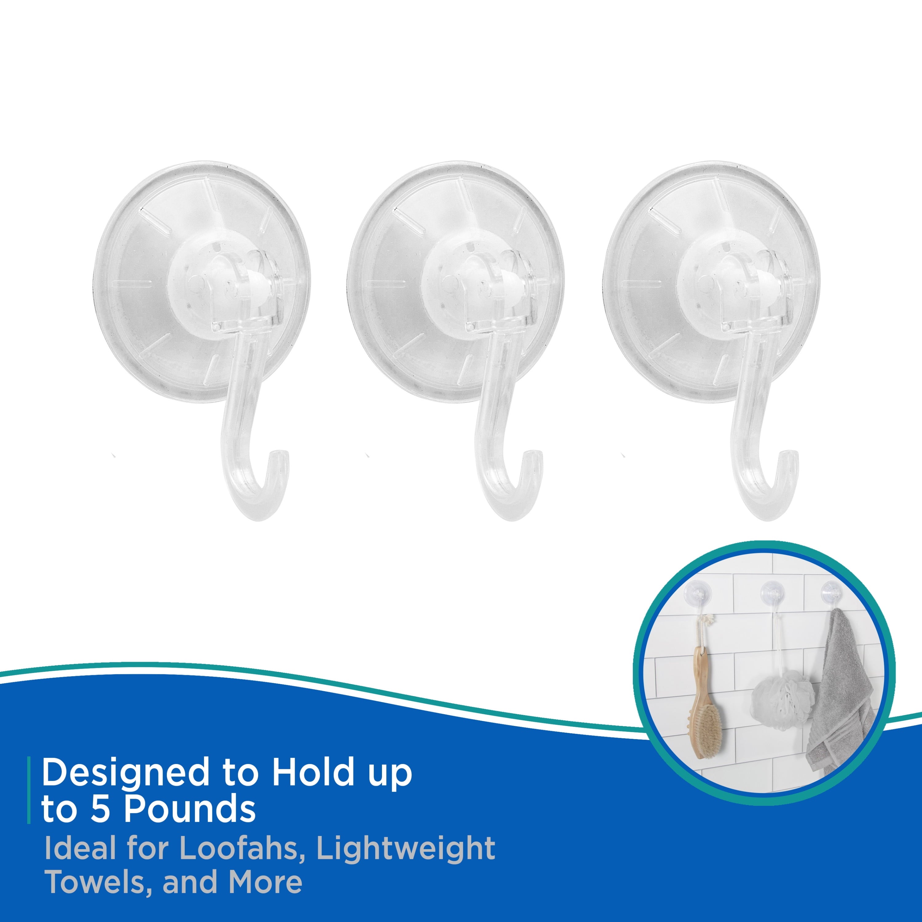 Kenney Plastic Suction Cup Hooks, Set of 3, Clear - Image 4