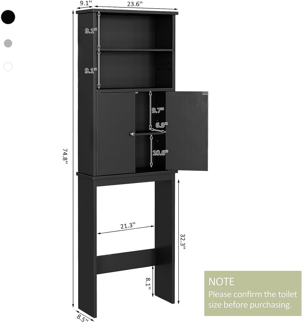 The Toilet Storage Cabinet for Bathroom, Storage Organizer Toilet, Space Saver W/Adjustable Shelf & Open Storage Shel... - Image 2