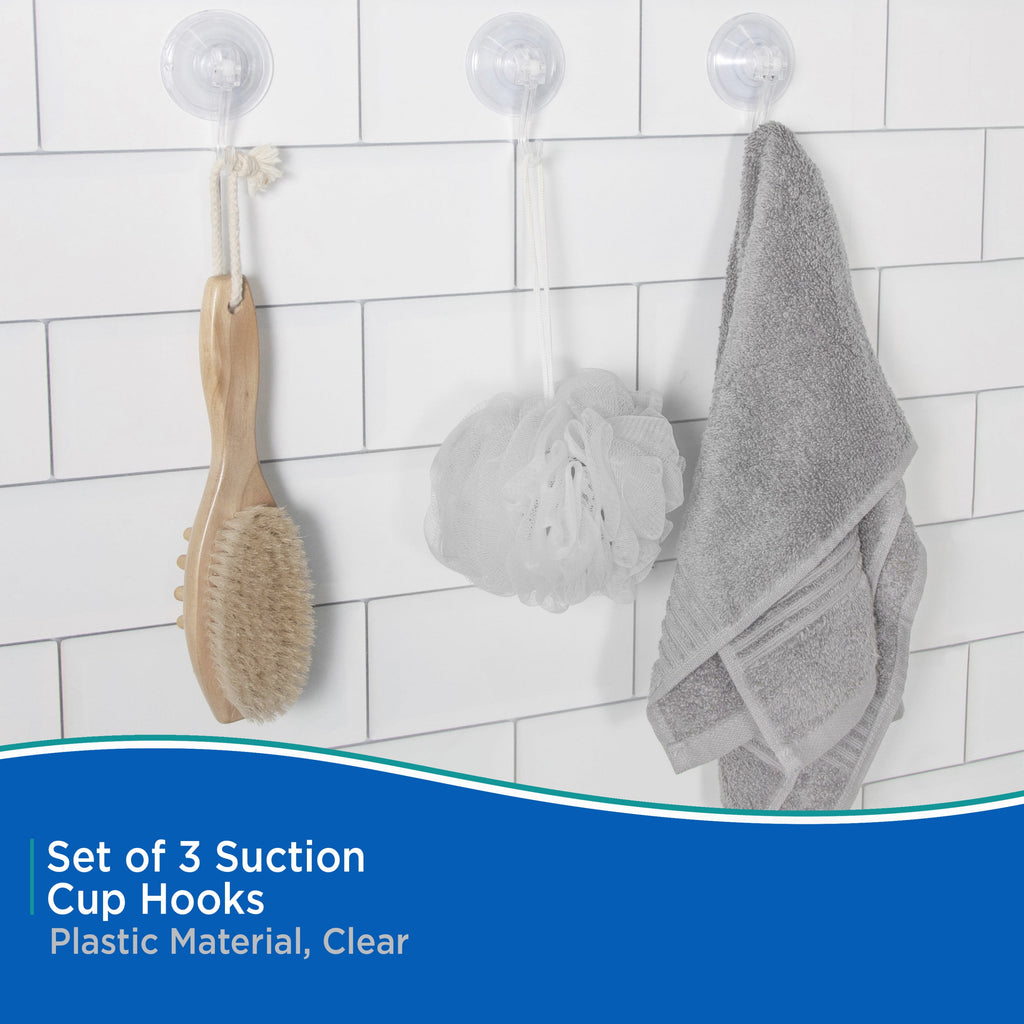 Kenney Plastic Suction Cup Hooks, Set of 3, Clear - Image 3