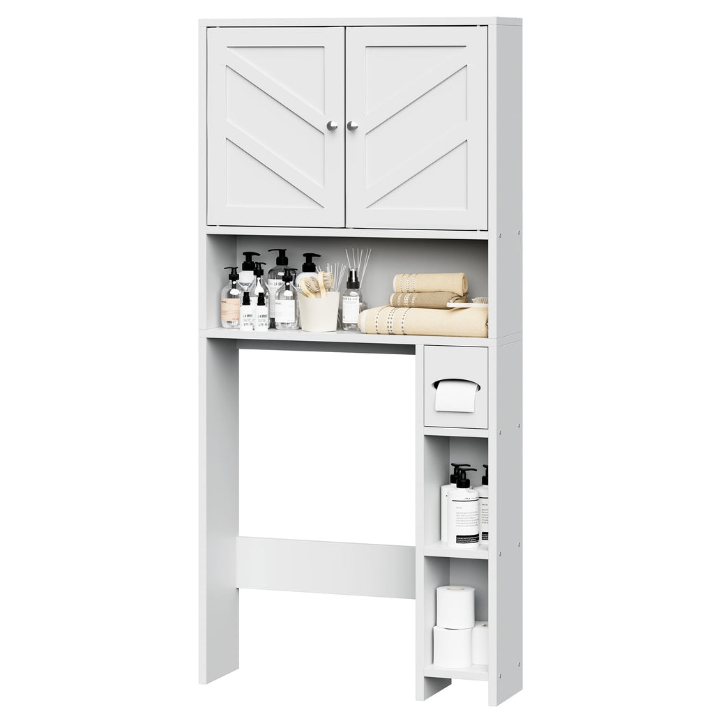 Walsunny Over the Toilet Storage Cabinet with Doors Side Storage Toilet Paper Holder Stand Space Saver Shelf Organizer Rack Freestanding for - Image 3