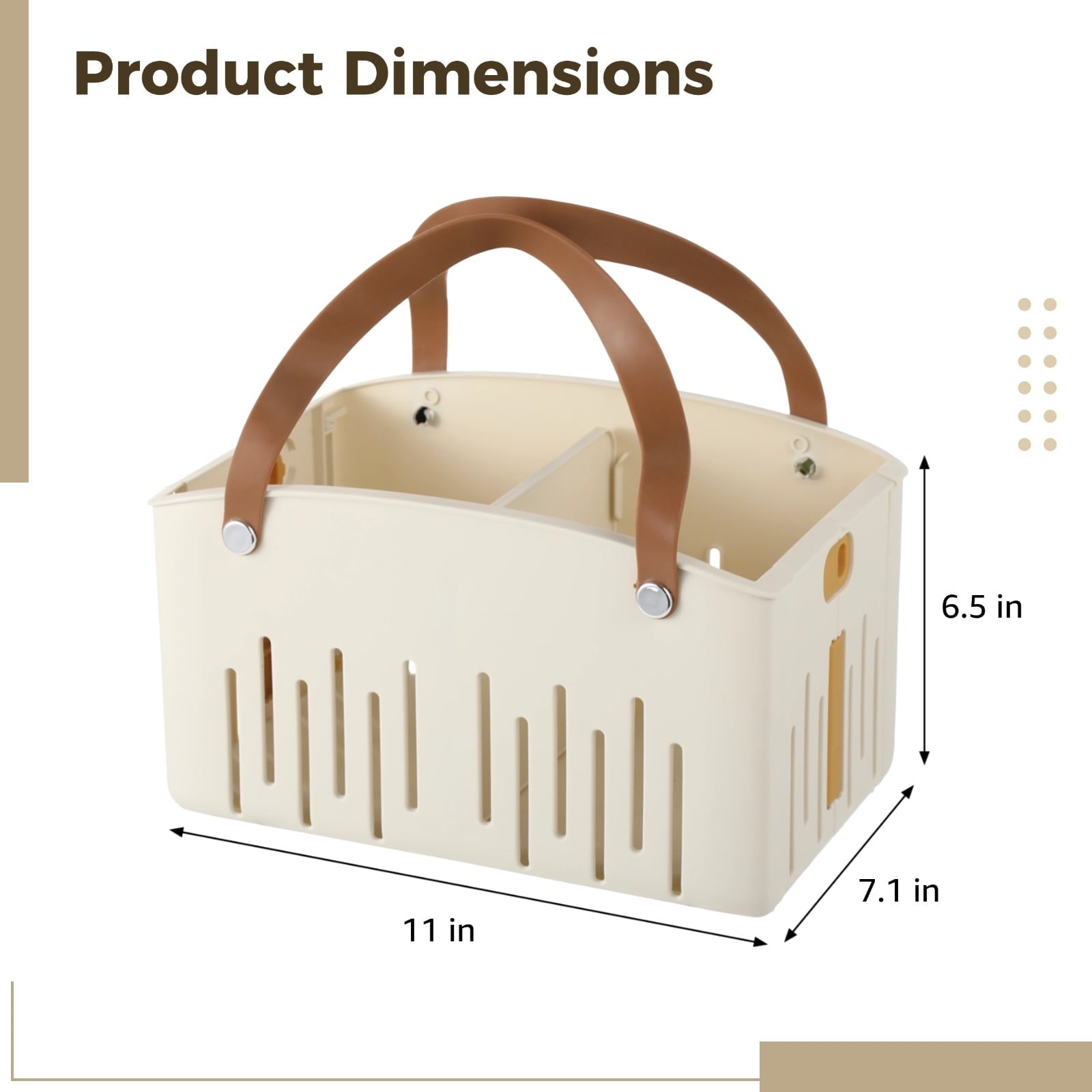 Portable Shower Caddy, Plastic Bath Basket Tote with Handle, 11 x 7.1 x 6.5 in, Collapsible Design, Cream Color, Bath... - Image 4