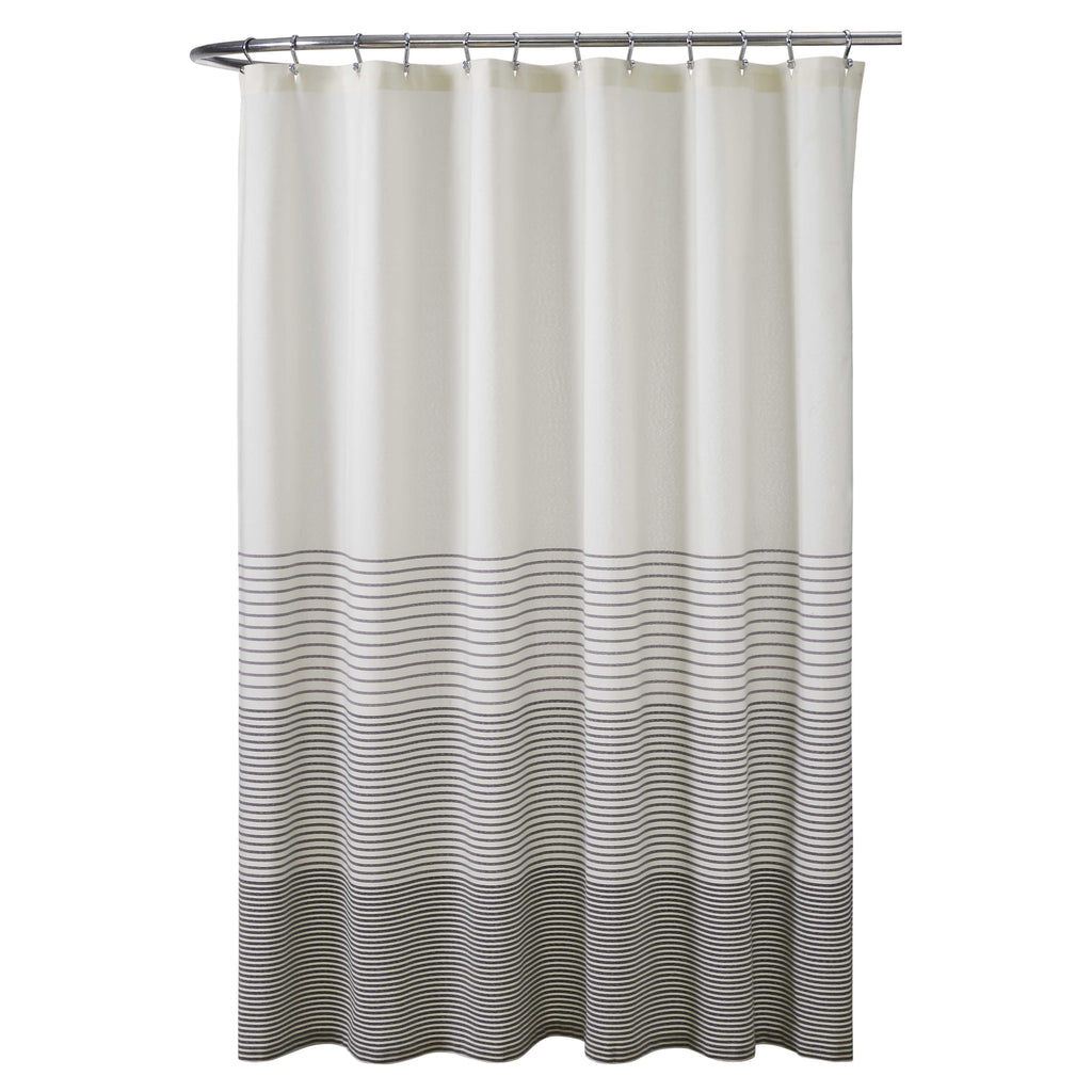 Mainstays Black Yarn Dyed Stripe Shower Curtain, 72" x 72" - Image 2