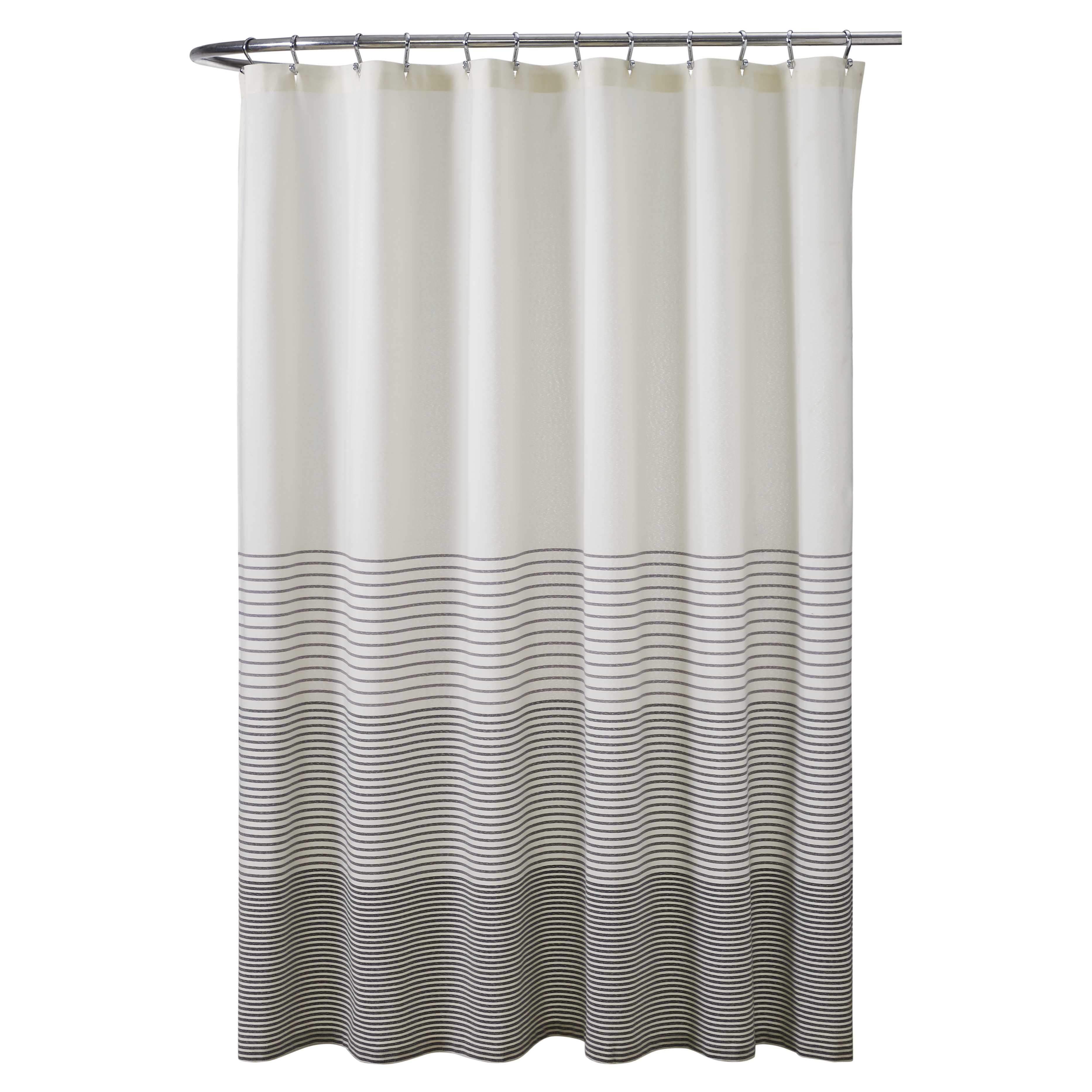 Mainstays Black Yarn Dyed Stripe Shower Curtain, 72" x 72" - Image 2