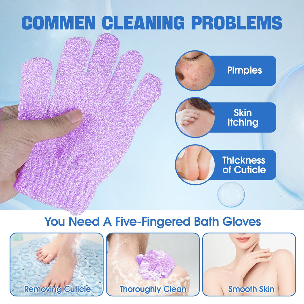 6 Exfoliating Bath Gloves for Shower, Spa, Massage and Body Scrubs Men and Women - Image 3