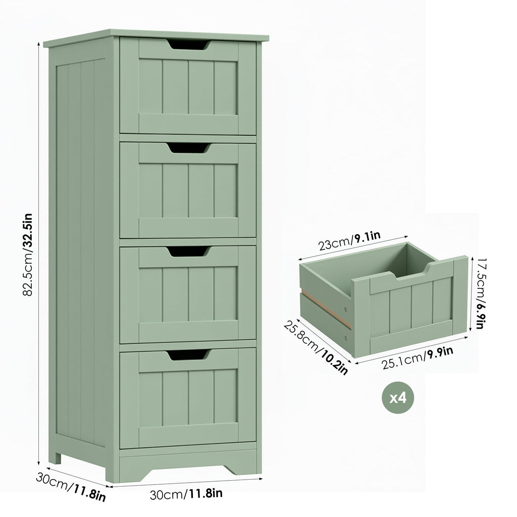 Bathroom Storage Cabinet, Free Standing Narrow Cabinet with 4 Drawers Entryway Storage Organizer for Living Room Bedr... - Image 2