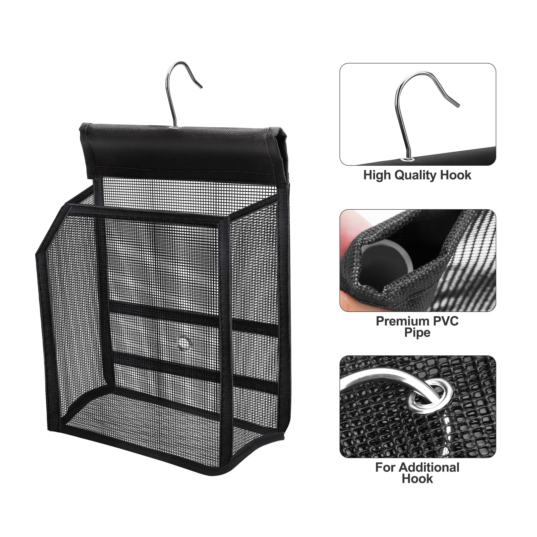 TSV Hanging Mesh Shower Caddy, Portable Bath Baskets Organizer, Bathroom Storage Bag with Hooks for College Dorm, Gym, Swimming, RV - Image 3