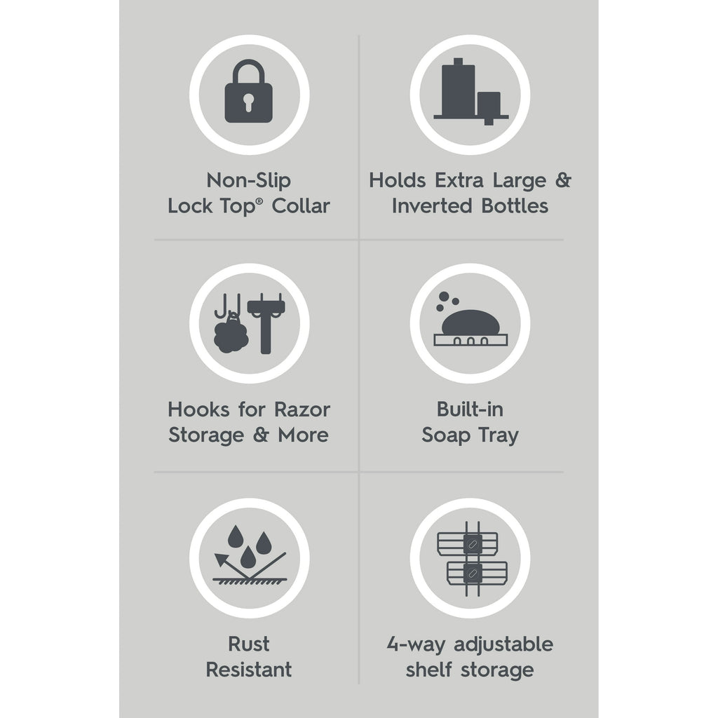 4-Way Adjustable Steel Shower Caddy, with 2 Shelves and Soap Dish, Black - Image 3