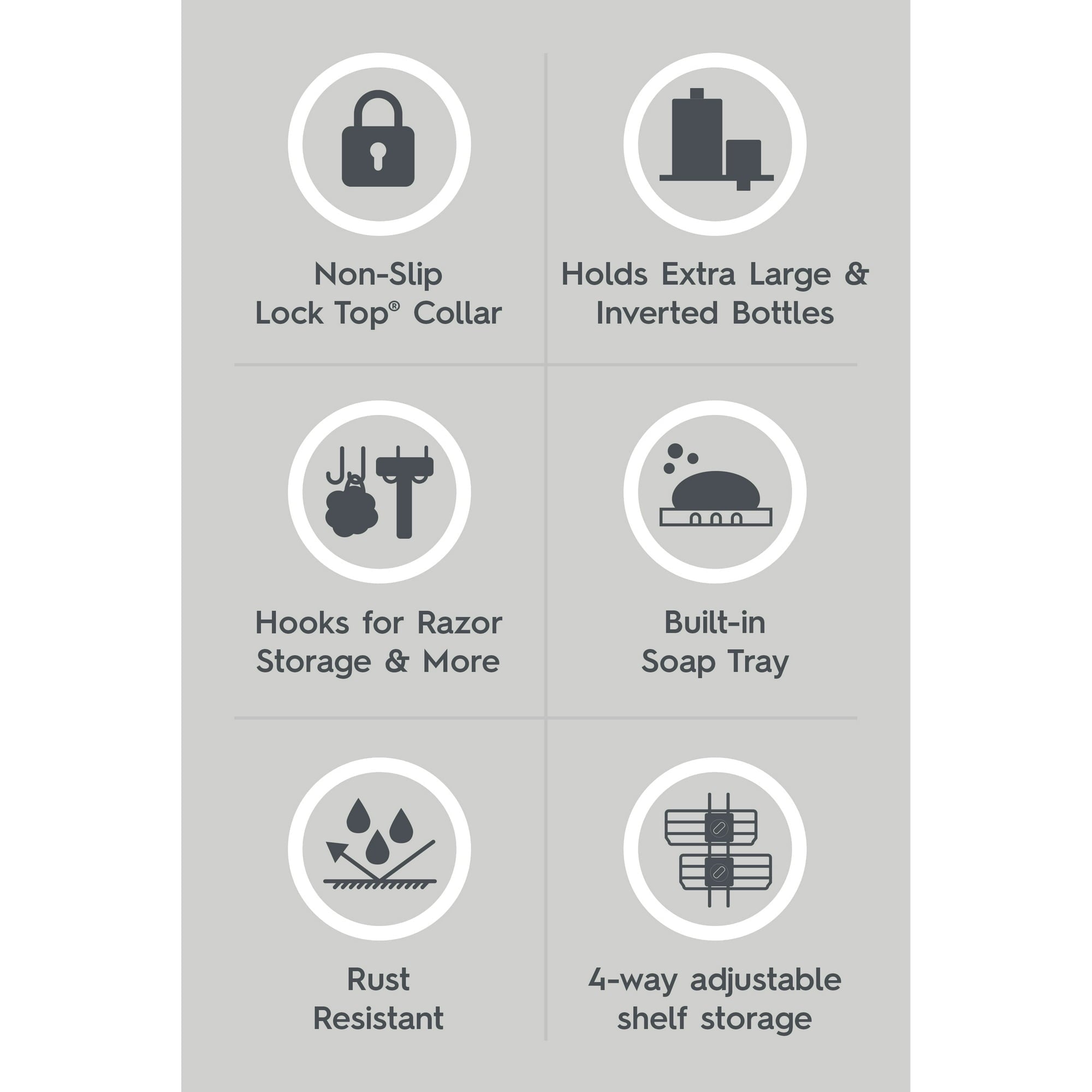 4-Way Adjustable Steel Shower Caddy, with 2 Shelves and Soap Dish, Black - Image 3