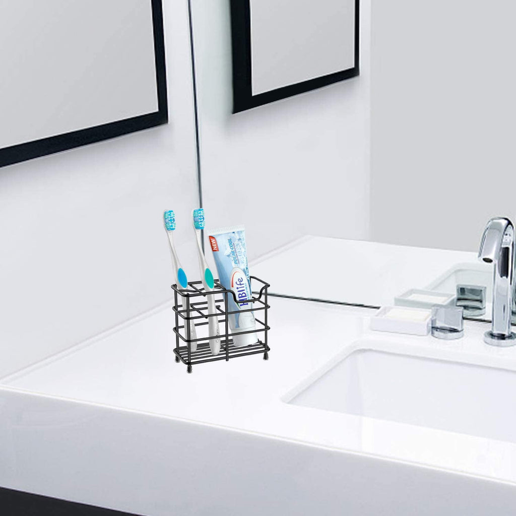 Stainless Steel Toothbrush and Toothpaste Holder for Bathroom, Sturdy and Hygienic, Drain and Rust Prevention, Black - Image 6