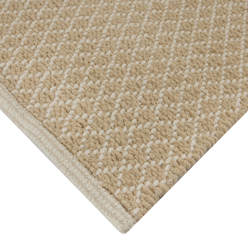 Cotton Diamond Bath Rug Set, Beige, 2 Piece, 17" x 24" & 20" x 30" - Image 3