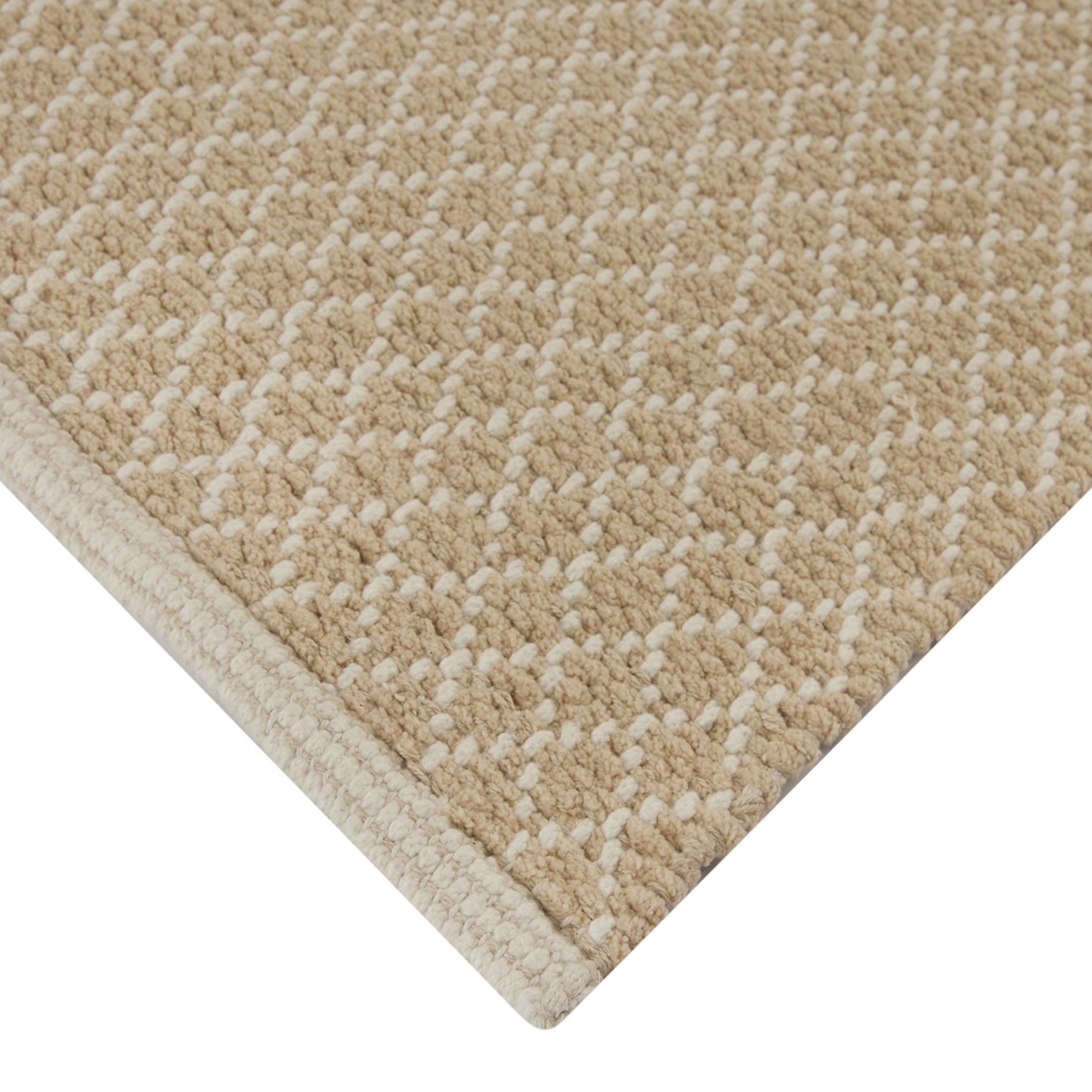 Cotton Diamond Bath Rug Set, Beige, 2 Piece, 17" x 24" & 20" x 30" - Image 3