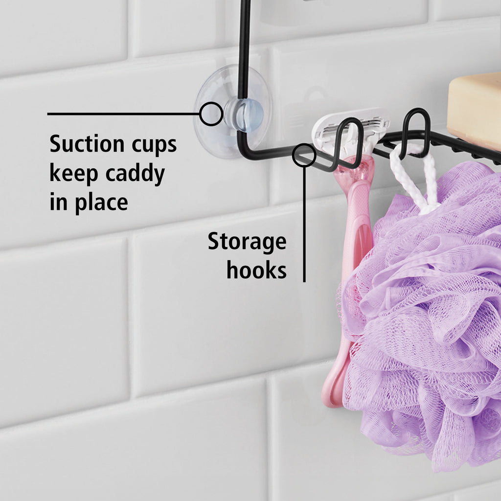 Premium Matte Black Hanging Shower Caddy with 2 Shelves and Soap Tray - Image 5