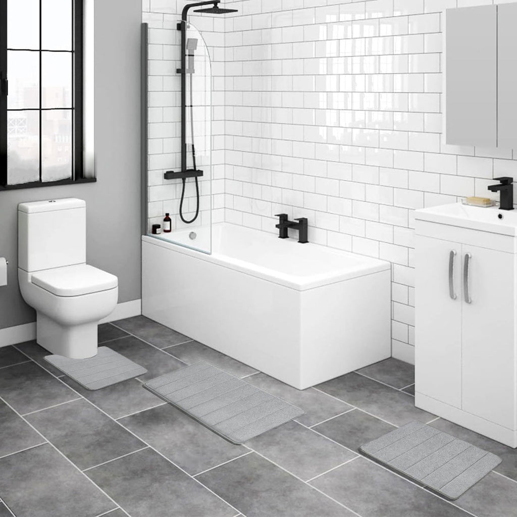 Bathroom Rug Set 2 Piece 16 x 24 and 20 x 32 inch Bathroom Mats and Rugs Sets for Washroom Toilet Gray - Image 6