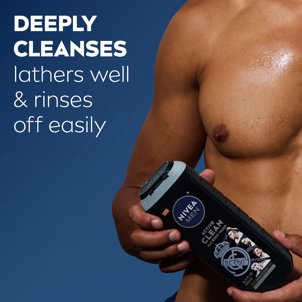Real Madrid Limited Edition Design Active Clean 3-in-1 's Body Wash with Charcoal, Vanilla Bourbon Scent, 16.9 fl oz - Image 6
