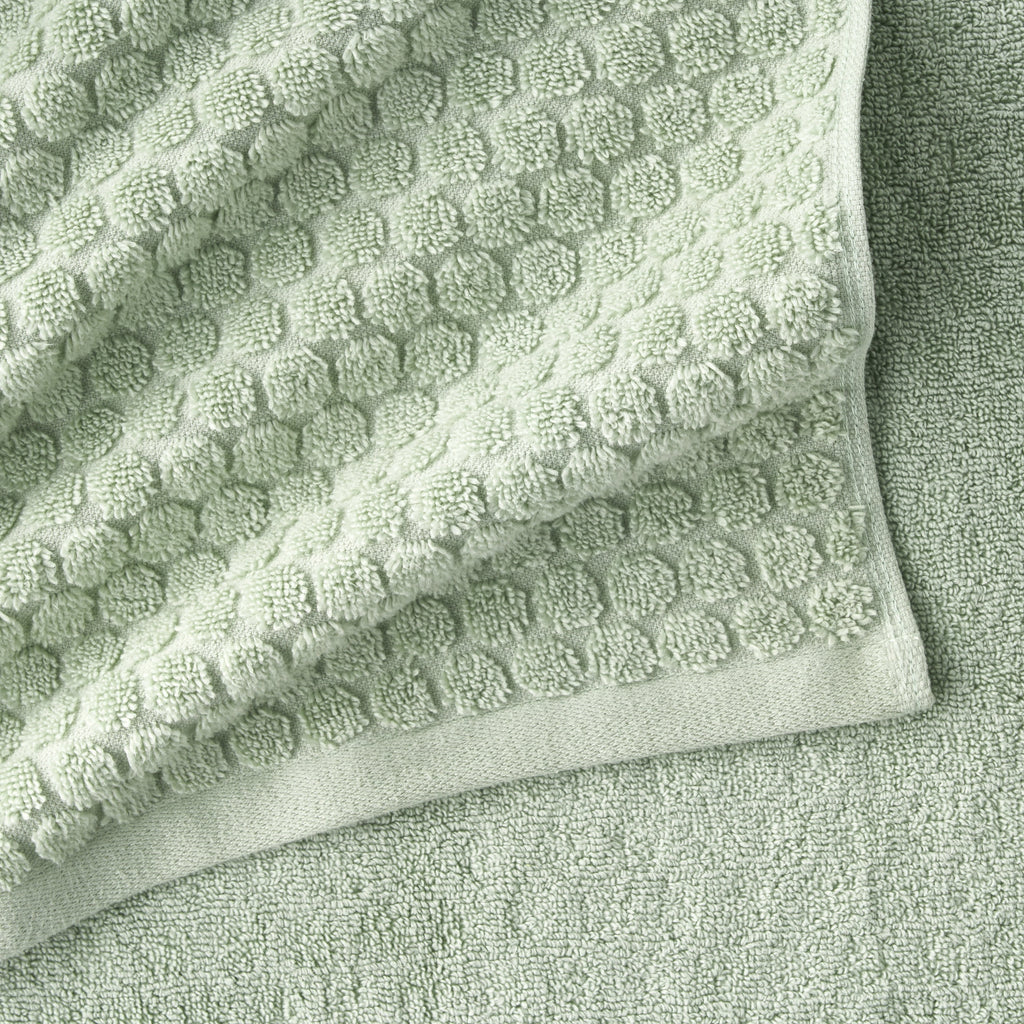 6-Piece Dot Bath Towel Set, Soft 100% Cotton, Sage Green - Image 3