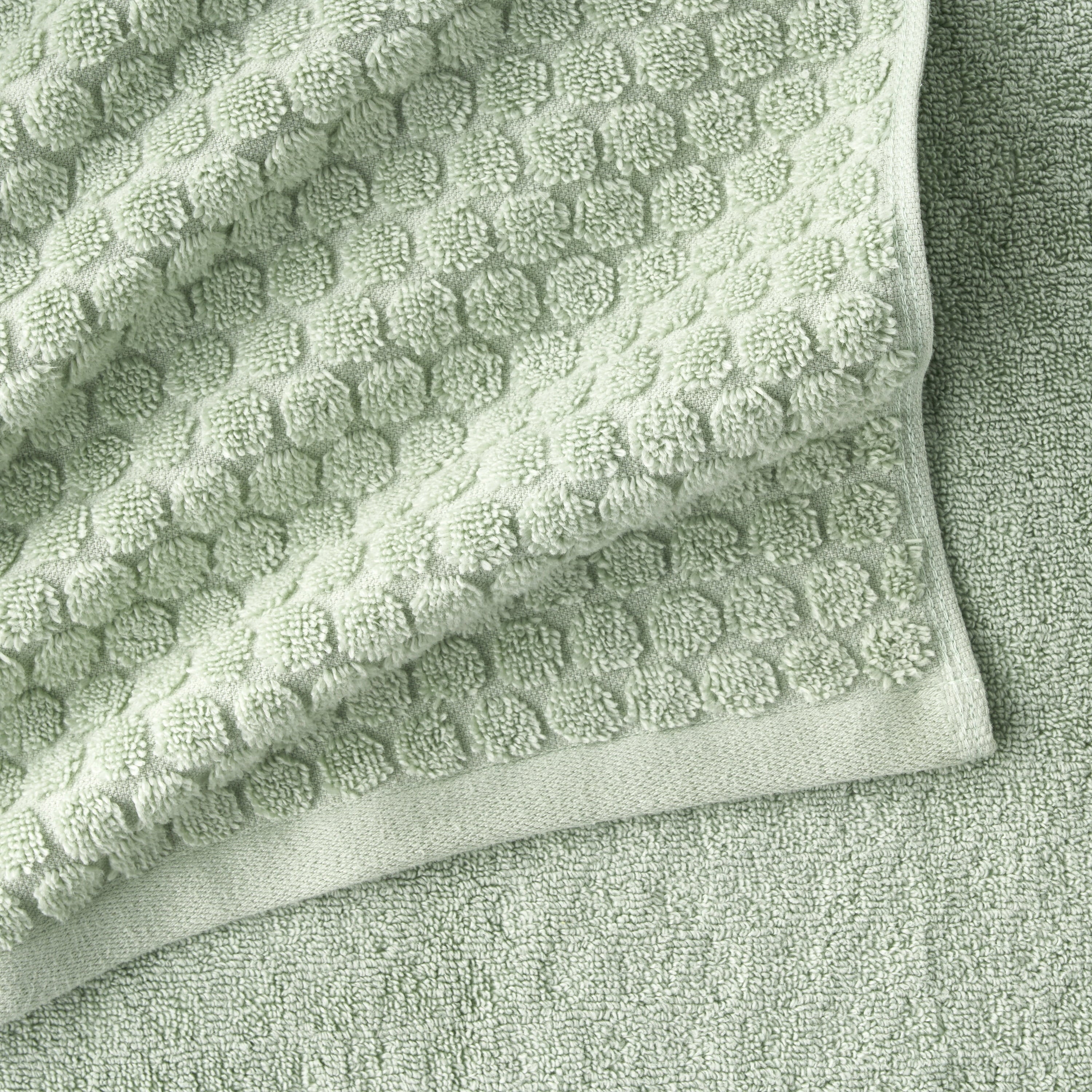 6-Piece Dot Bath Towel Set, Soft 100% Cotton, Sage Green - Image 3