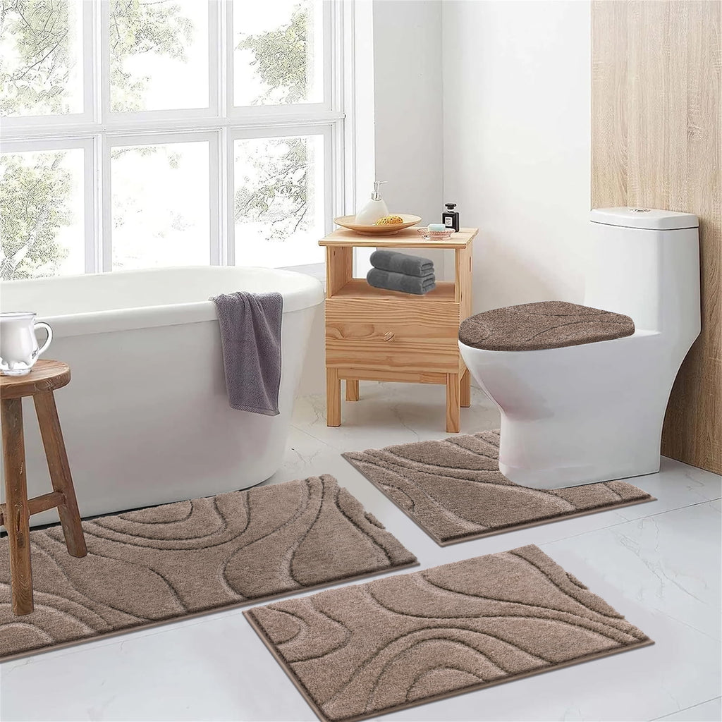 Ileading Bathroom Rugs Sets 4 Piece, Super Soft and Absorbent Non Slip Microfiber Toilet Bathroom Mats - Image 6