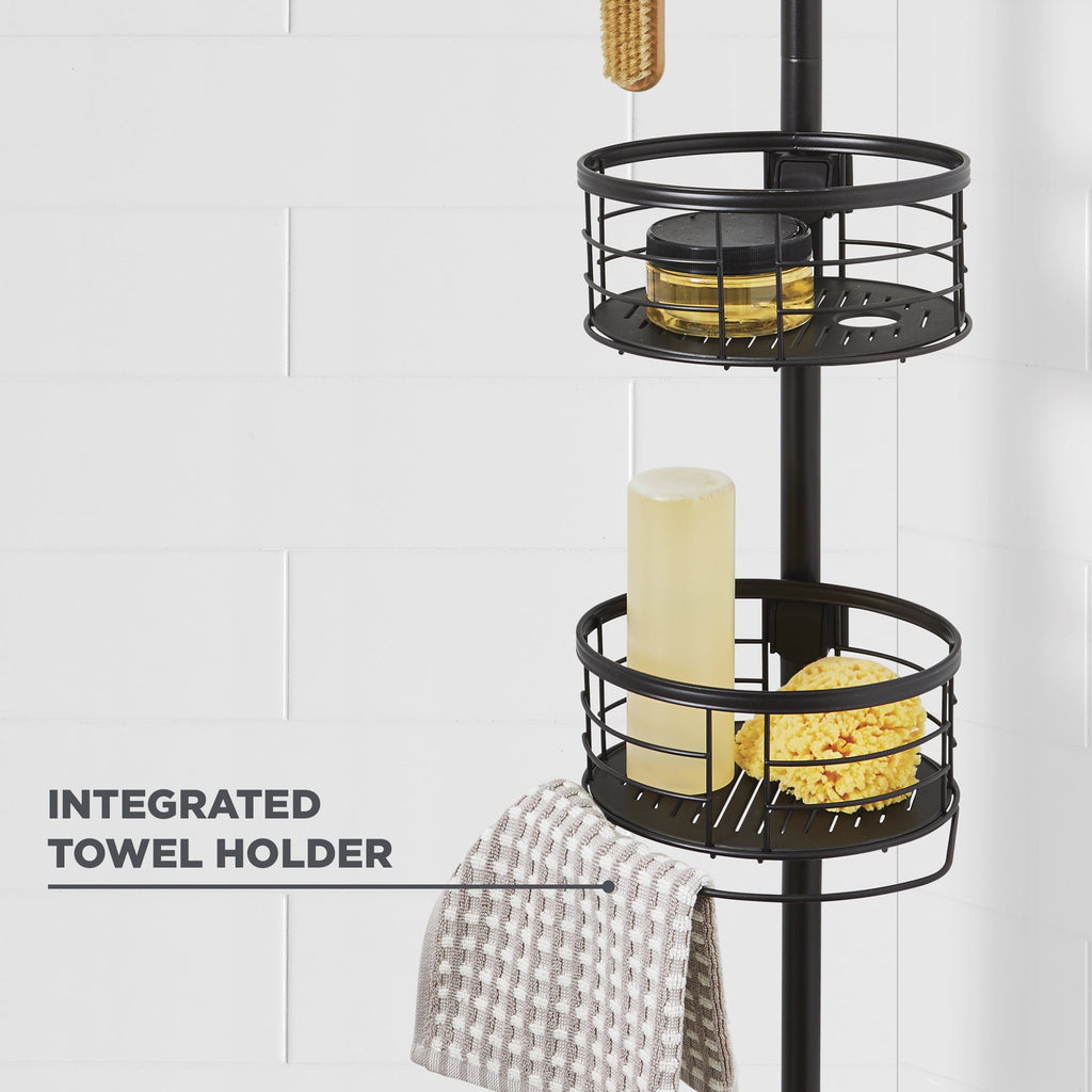 Rust-Resistant Tension Pole Shower Caddy, 3 Shelves, Oil Rubbed Bronze Finish - Image 3