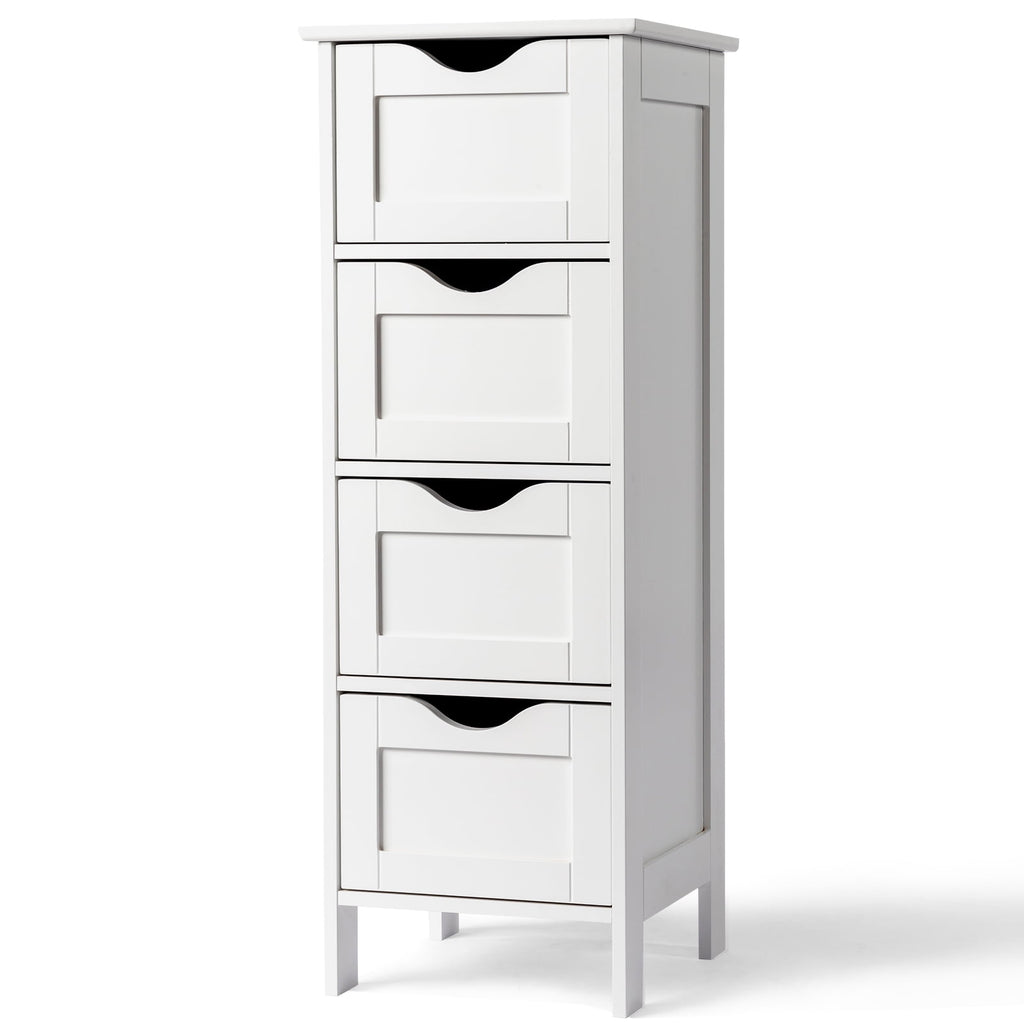 Bathroom Floor Storage Cabinet with 4 Drawers, Small Cabinet for Bedroom Kitchen, White - Image 2