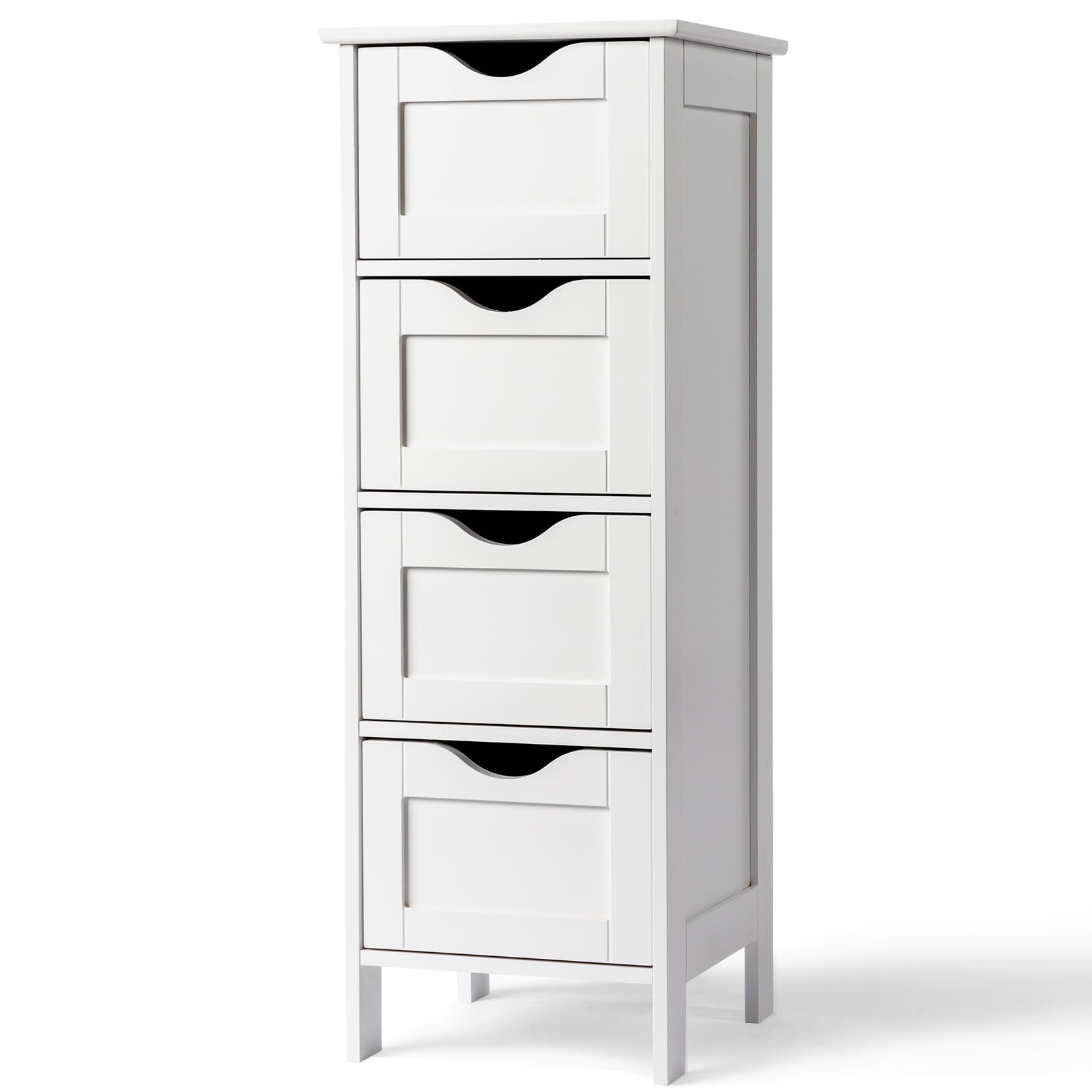 Bathroom Floor Storage Cabinet with 4 Drawers, Small Cabinet for Bedroom Kitchen, White - Image 2