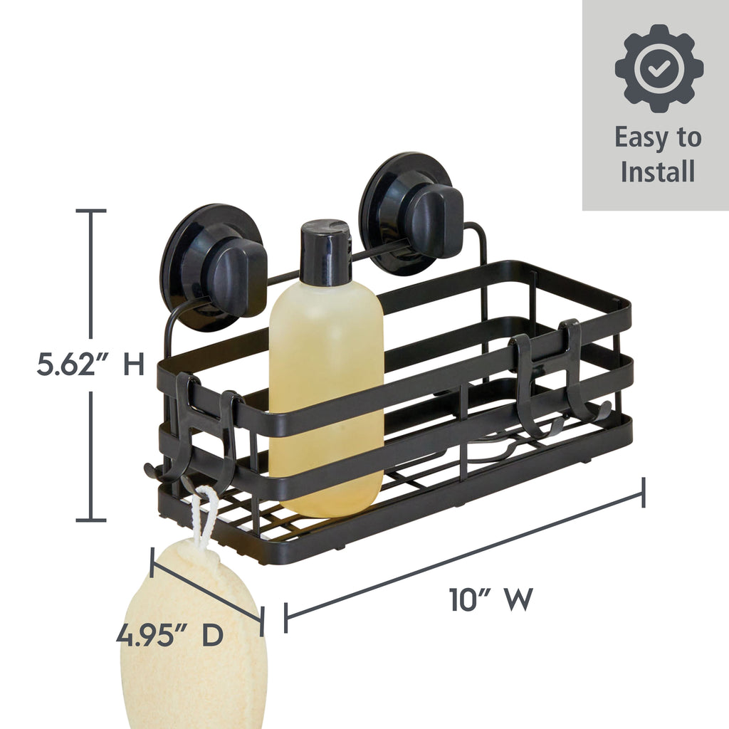 Better Homes & Gardens Adhesive or Suction Mount Shower Storage Basket, Matte Black - Image 5