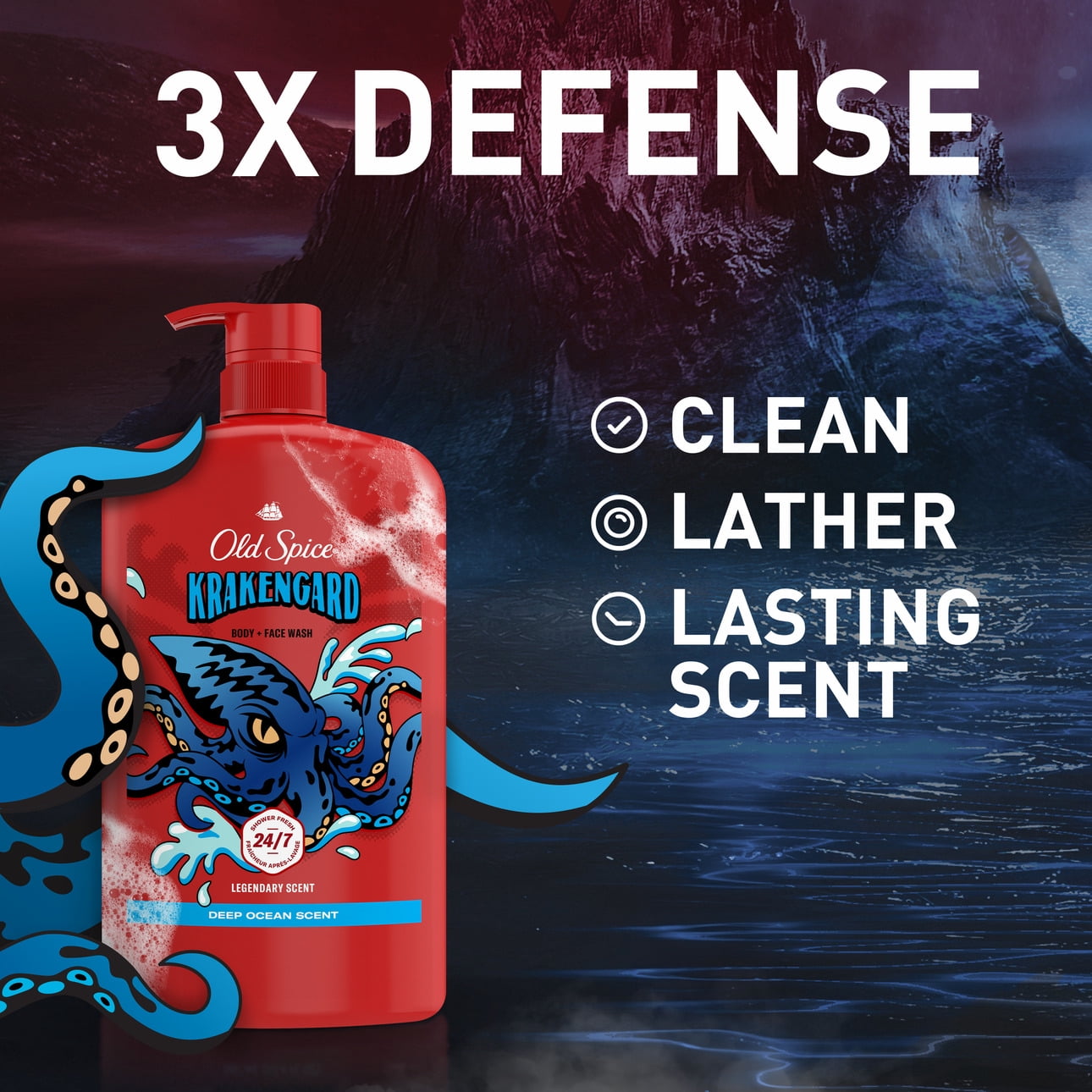 Old Spice Body Wash for Men, Krakengard 2 in 1 with Lasting Scent, 33.4oz - Image 2