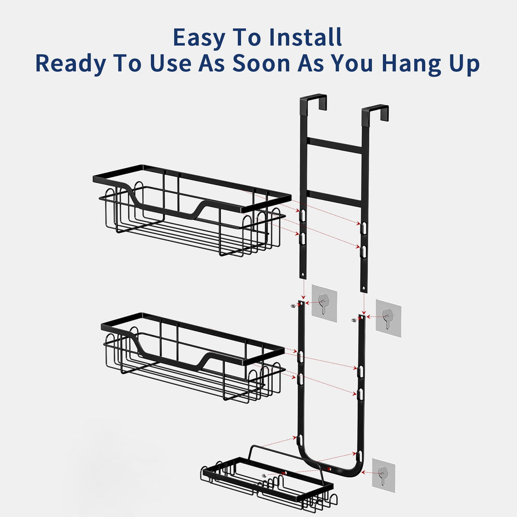 Bathroom Door Frame Over Door Shower Caddy Storage Organizer - Bathroom Wall Mounted Organizer Rack with Suction Cups... - Image 5