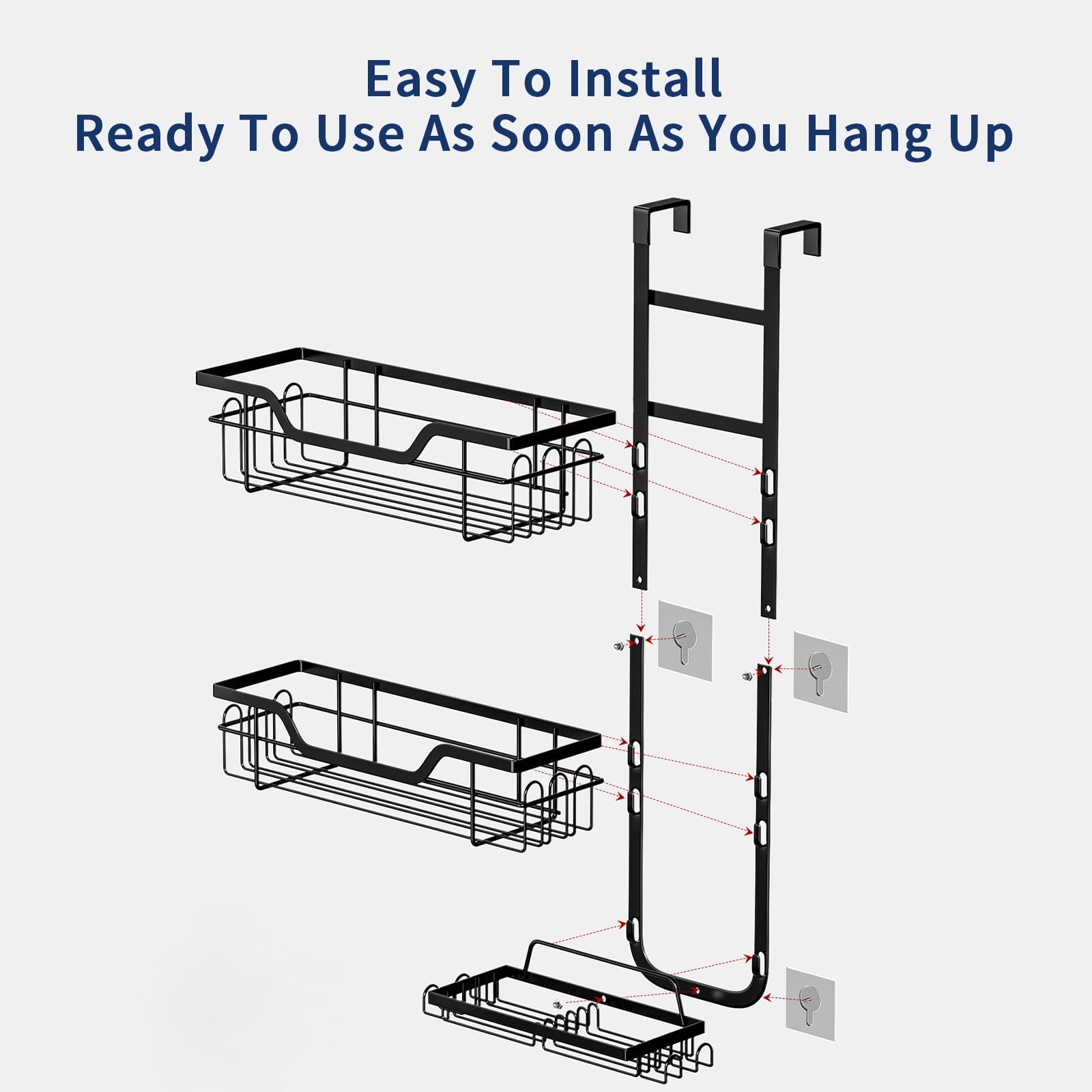 Bathroom Door Frame Over Door Shower Caddy Storage Organizer - Bathroom Wall Mounted Organizer Rack with Suction Cups... - Image 5