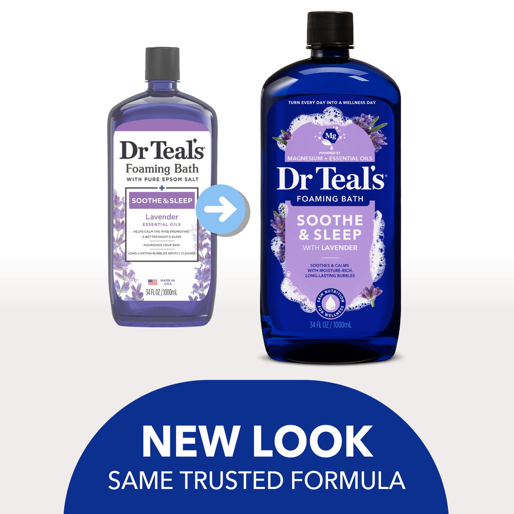 Dr Teal's Foaming Bath with Pure Epsom Salt, Soothe & Sleep with Lavender, 34 fl oz - Image 2