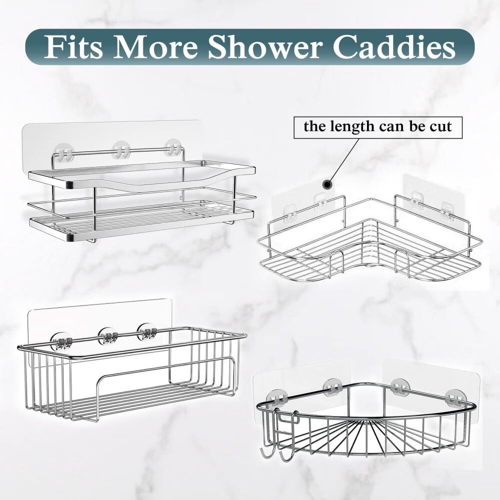 4 Pack Transparent Shower Caddy Adhesive for Replacement,No Drilling,Soap Holder,Bathroom Storage Shelves and Kitchen... - Image 2