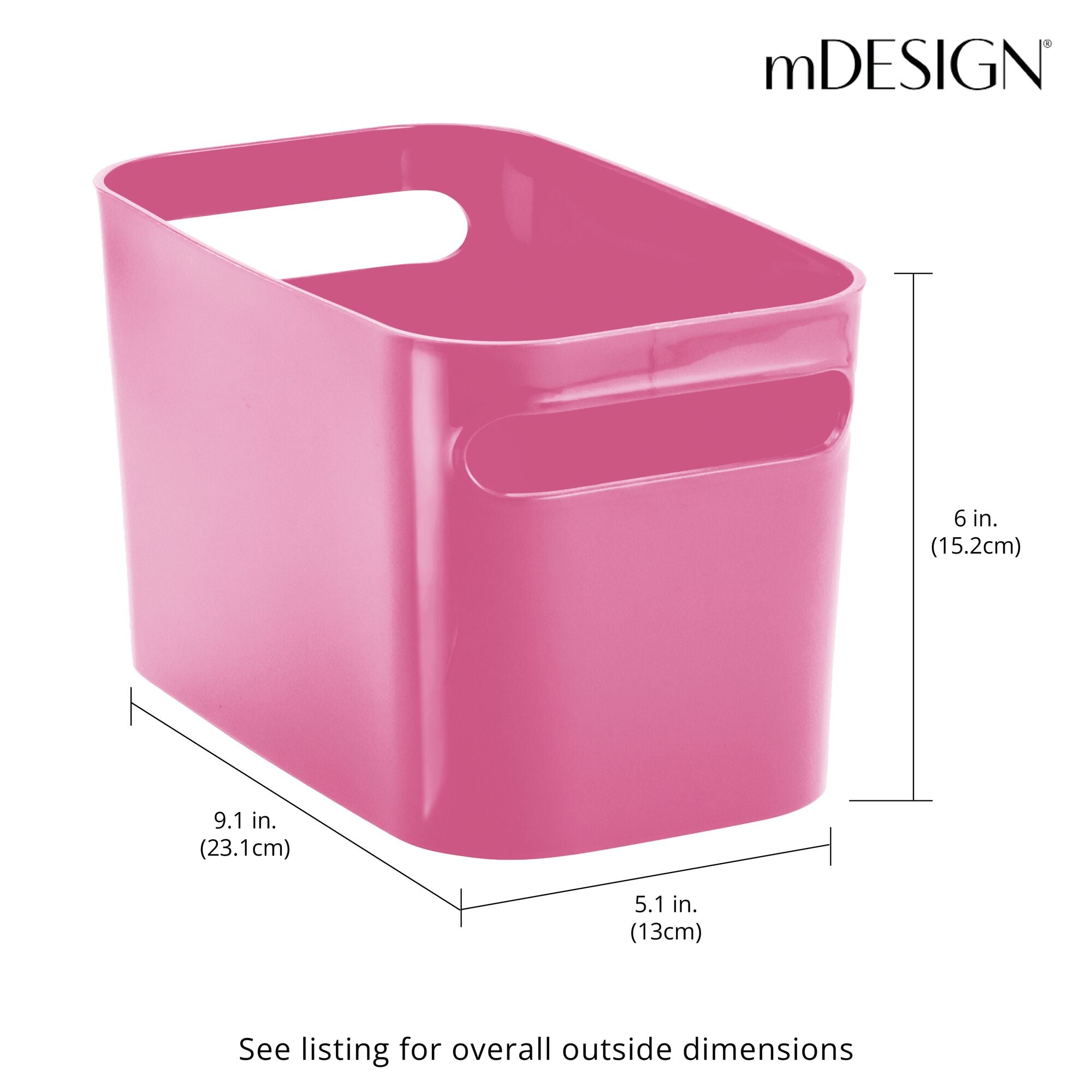 Plastic Bath Storage Bin with Handles, 10" Long, 4 Pack, Rose Pink - Image 5