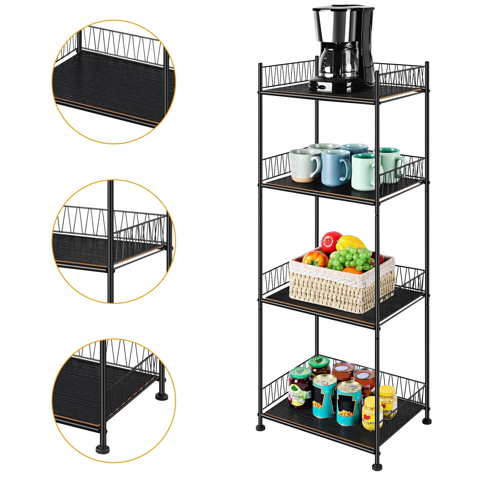 Bathroom Shelves Freestanding Bathroom Towel Storage 4 Tier Wire Shelves Bathroom Standing Rack Floor Storage Rack - Image 4
