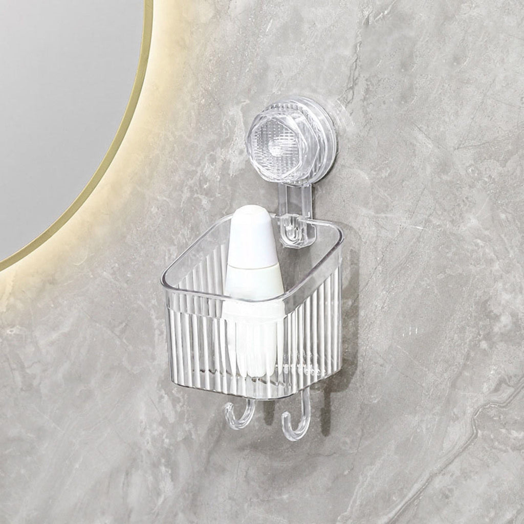 Clear Shower Caddy Suction Cup Plastic Shower Basket Organizer No Drilling Removable Shower Shelf for Bathroom Storag... - Image 2