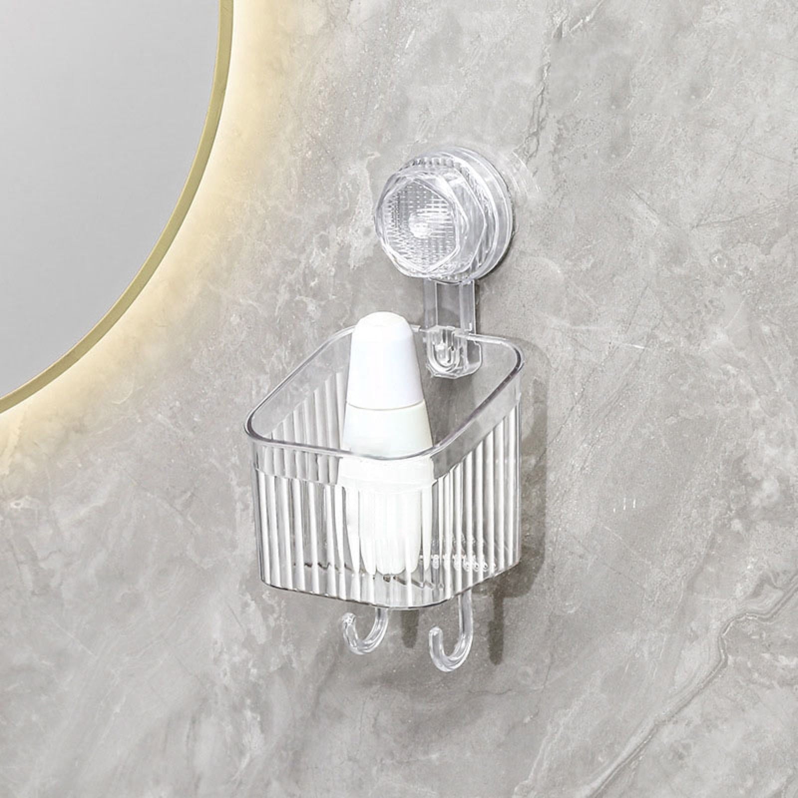 Clear Shower Caddy Suction Cup Plastic Shower Basket Organizer No Drilling Removable Shower Shelf for Bathroom Storag... - Image 2