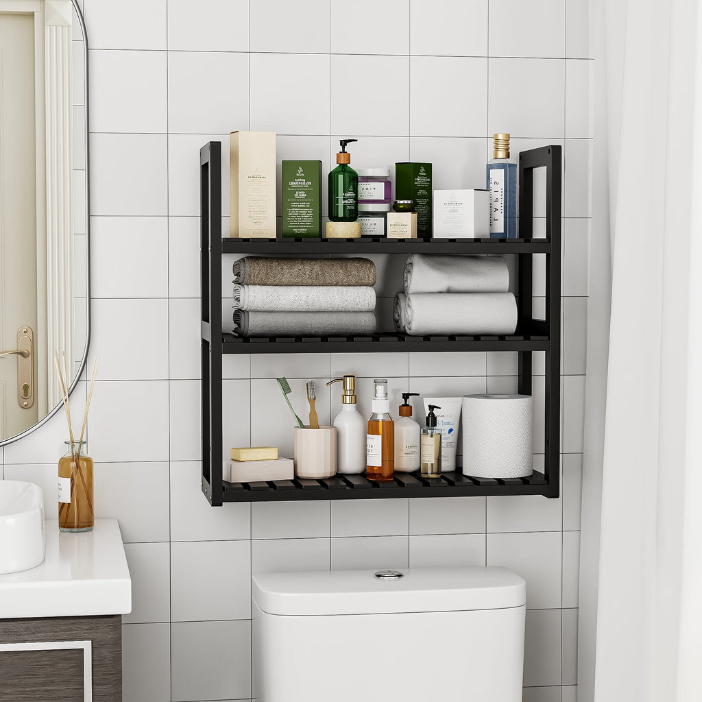 Bamworld Over the Toilet Storage Rack, 3 Tier Bathroom Organizer Shelf Over Toilet, Freestanding Space Saver Toilet Stands Floating Shelves - Image 2