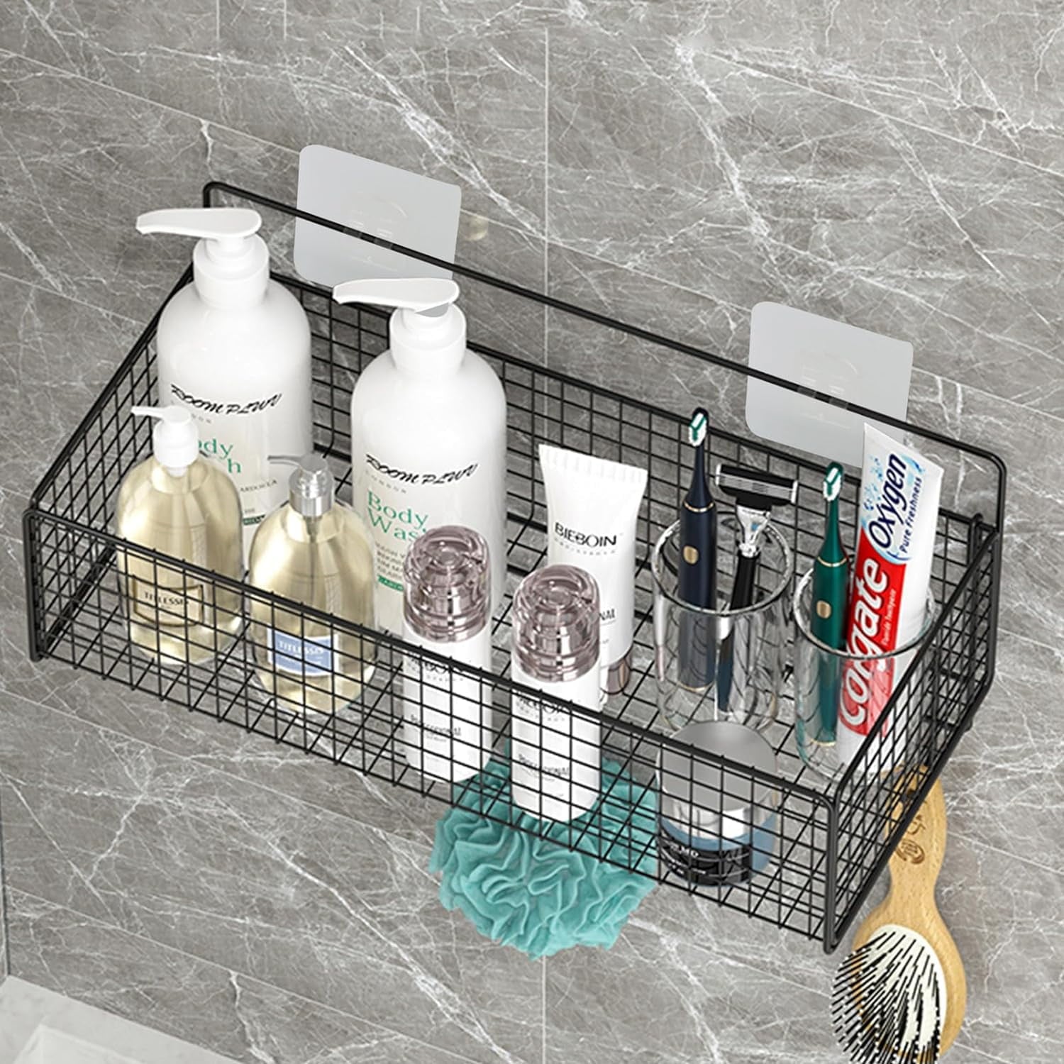 30 Pcs Shower Caddy Adhesive Hooks, Waterproof Adhesive Replacement Sticker, No Drilling Sticky Hanging Hook - Image 6