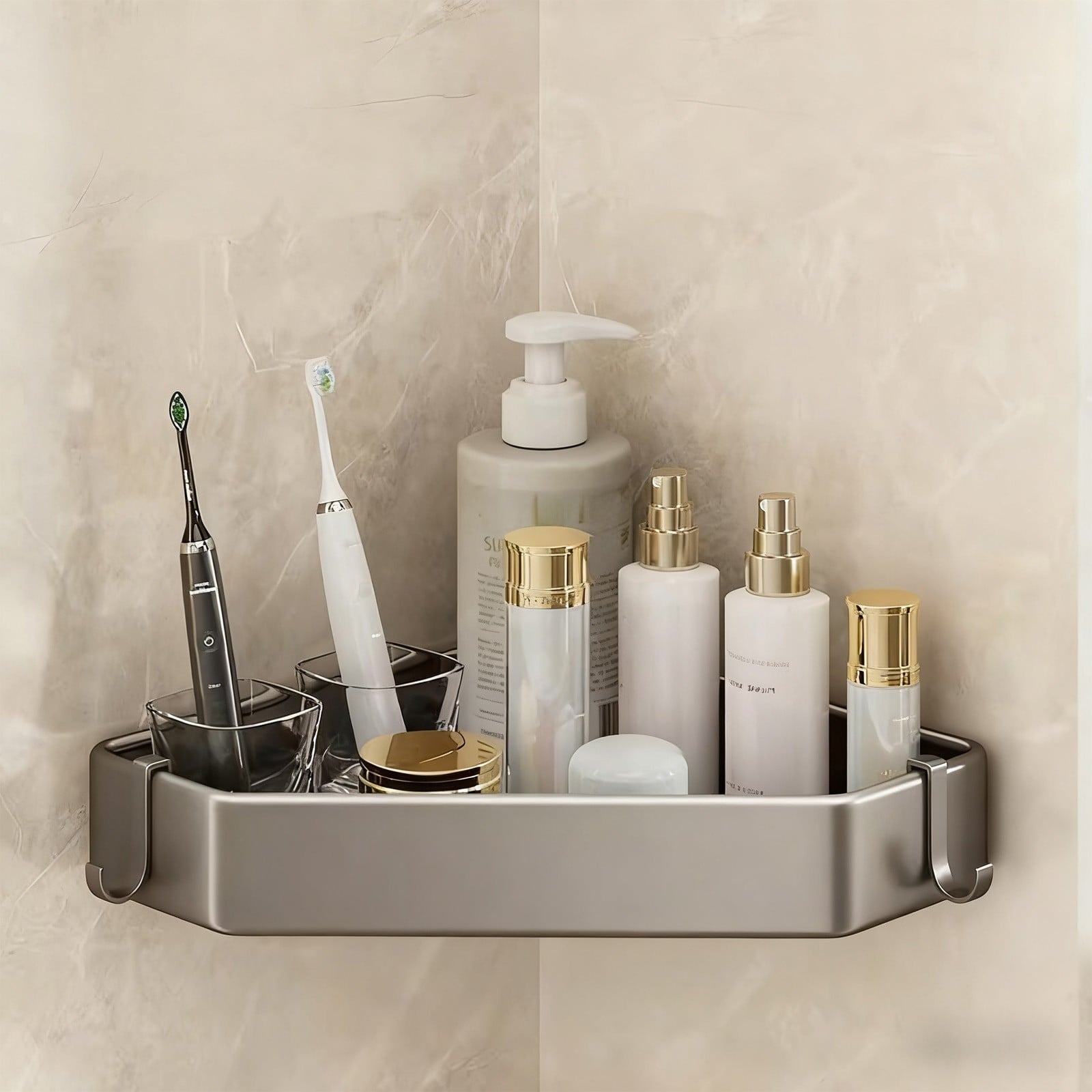 under $5 Bathroom Organizer, Storage Rack for Towels Cosmetics, No Drill Installation Shelf, Bathroom Space Managemen... - Image 4