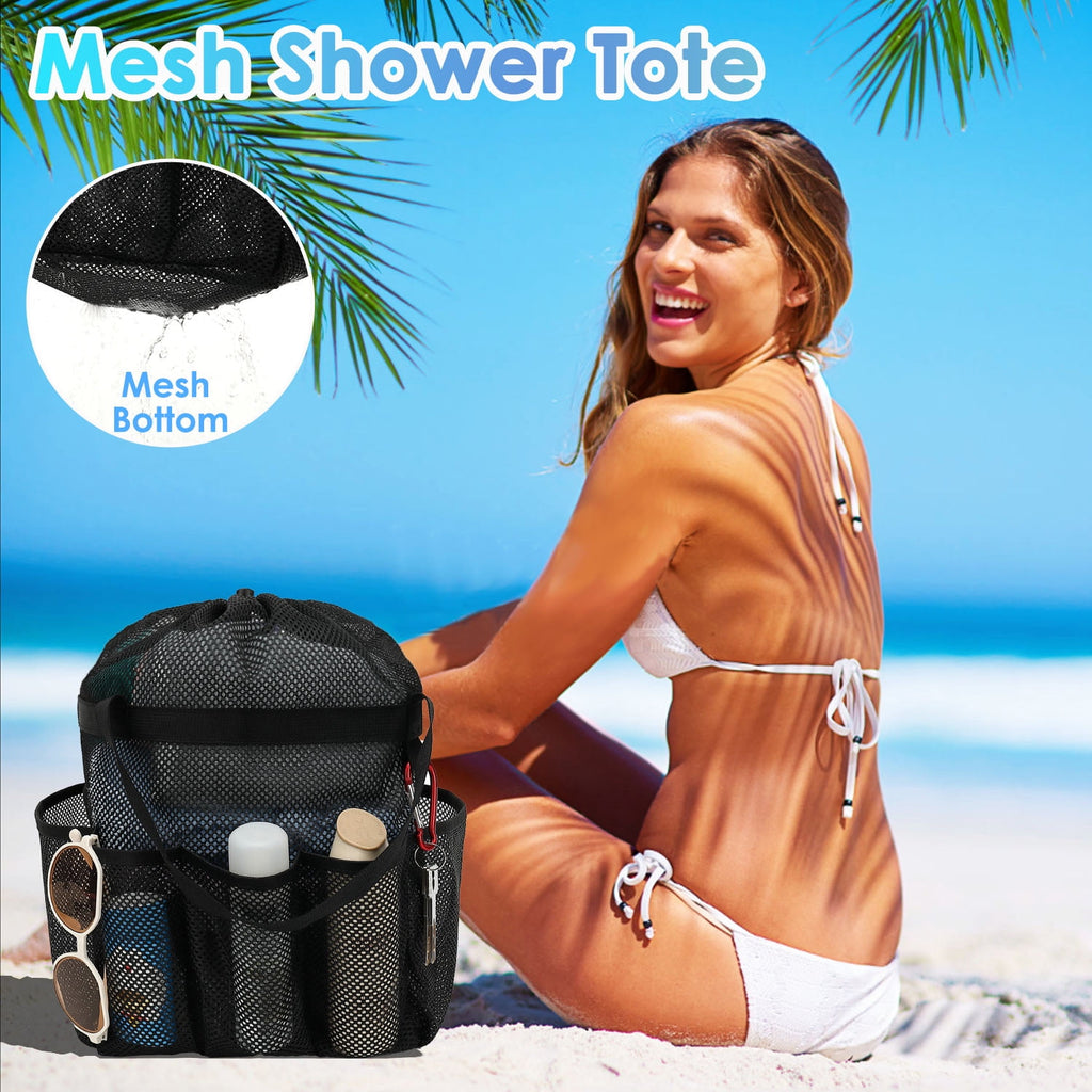 Fammart Mesh Shower Caddy Portable with Drawstring and 7 Deeper Pockets for College Dorm Essentials, Hanging Shower Caddy Basket,Quick-Dry S - Image 3
