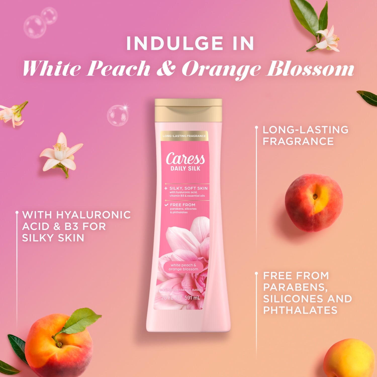 for Women, Daily Silk White Peach & Orange Blossom for All Skin 20 fl oz - Image 3