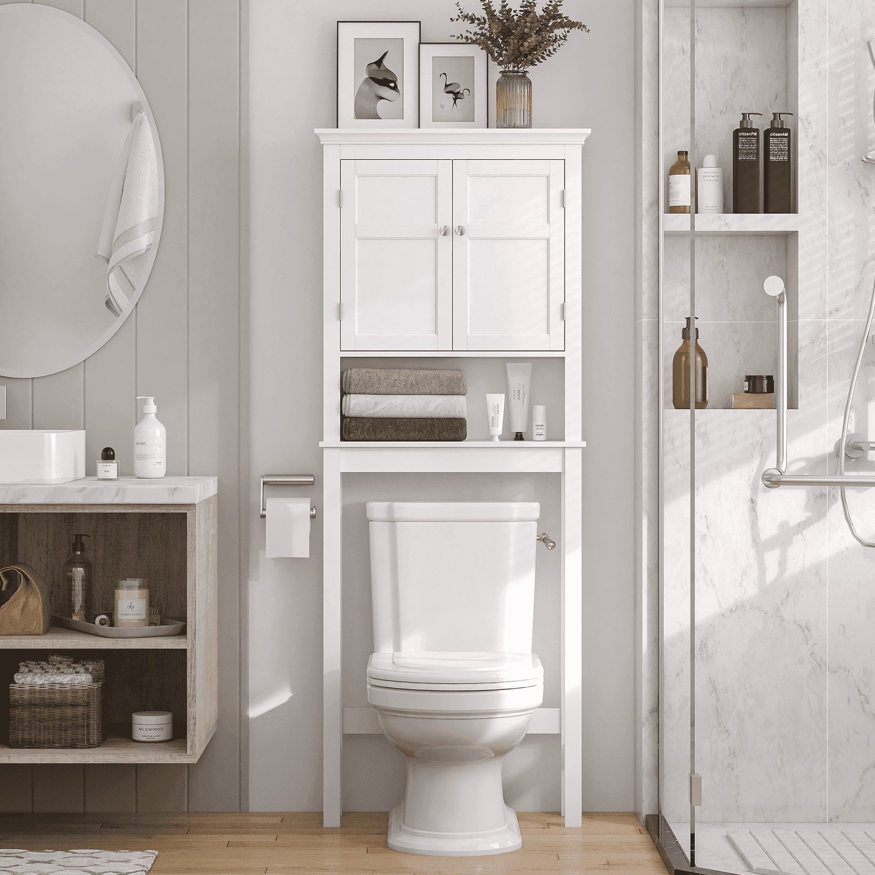 Bathroom Storage Over The Toilet, Bathroom Cabinet Organizer with Adjustable Shelves, Bathroom Space Saver for Bathro... - Image 4