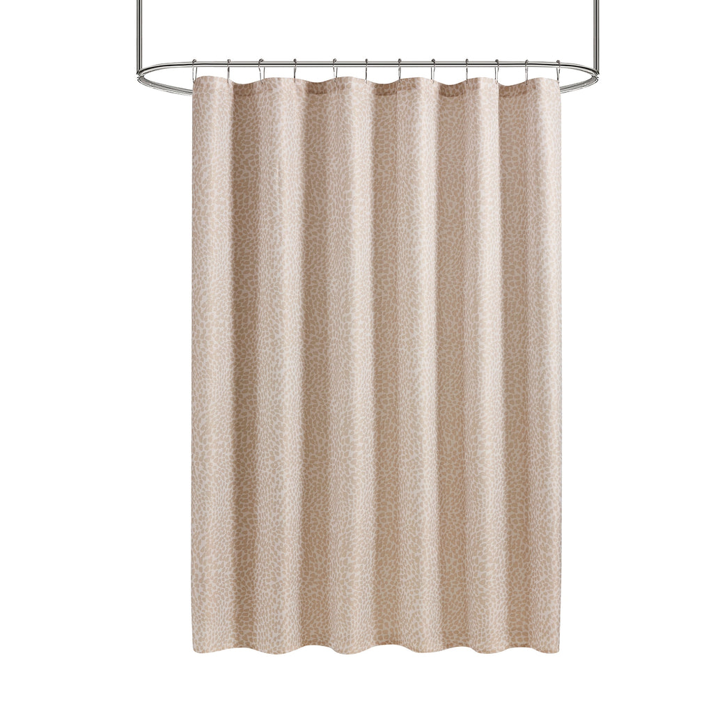 Mainstays Taupe Abstract Leopard Fabric Shower Curtain, 72" x 72" - Image 2