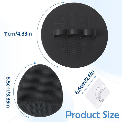 3-Pack Silicone Back Scrubber Set with 14" Long Handle, Body and Face Brushes + 2 Hooks - Deep Exfoliating and Lather... - Image 2