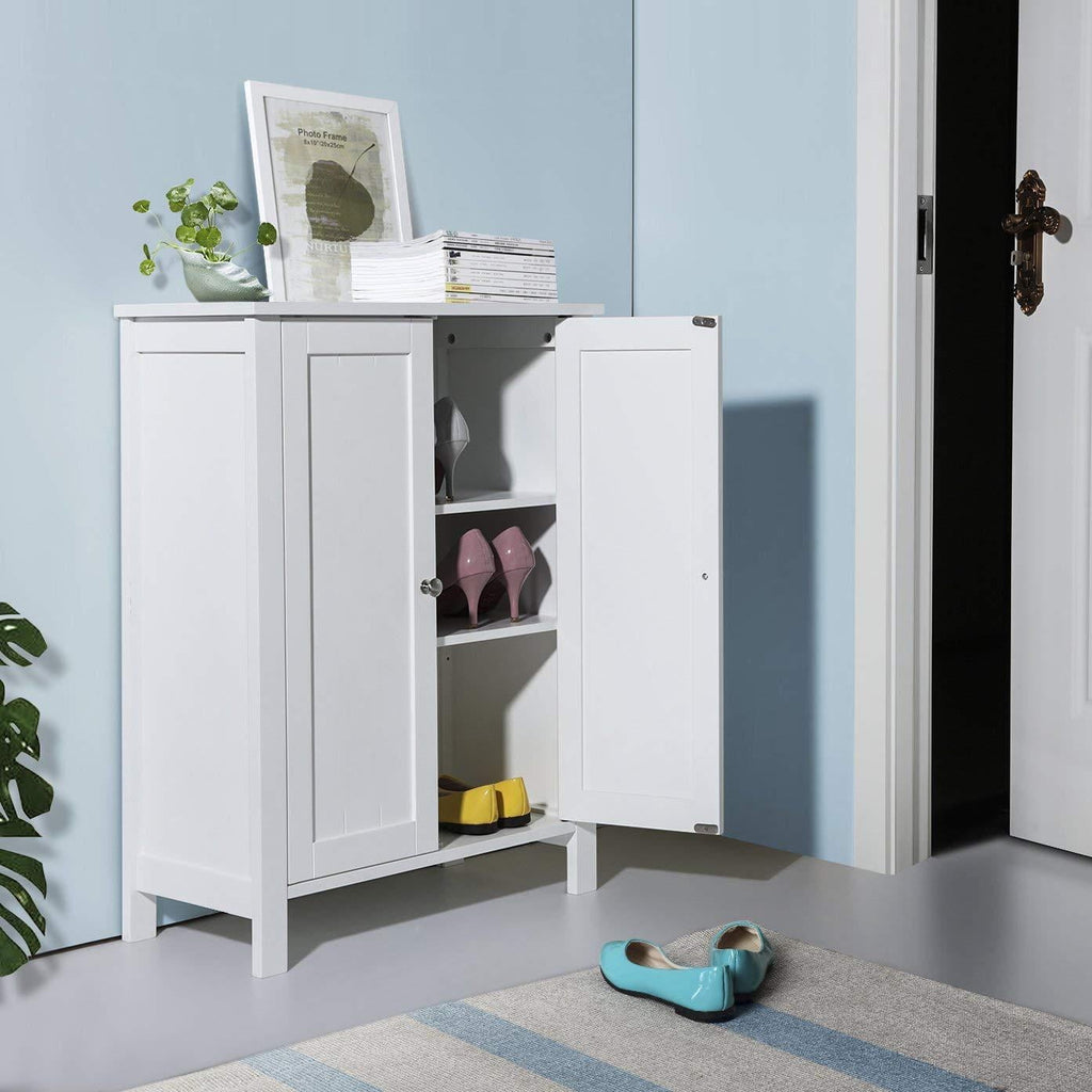 Bathroom Floor Cabinet Storage with 2 Doors and Adjustable Shelves, White Finish - Image 6
