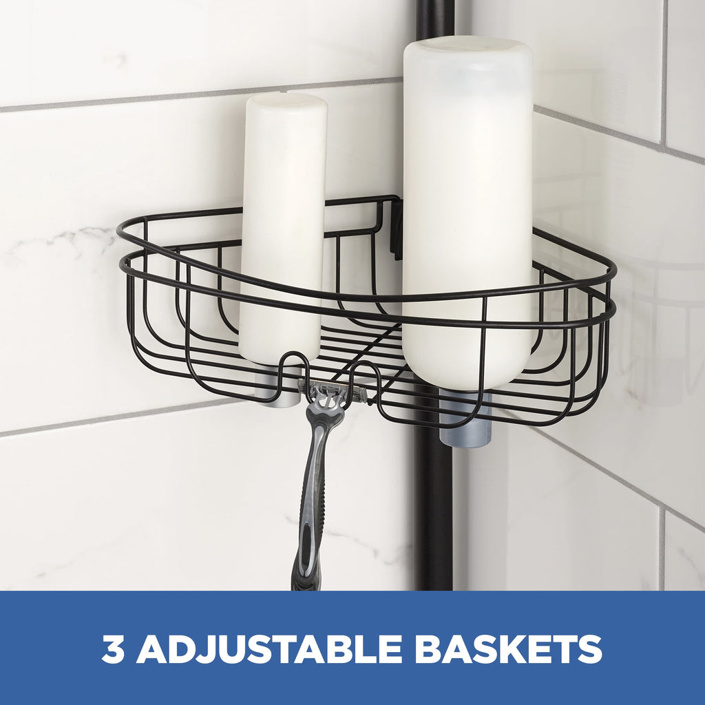 Mainstays 4-Tier Tension Pole Shower Caddy with Adjustable Baskets, Soap Tray in Oil-Rubbed Bronze - Image 5