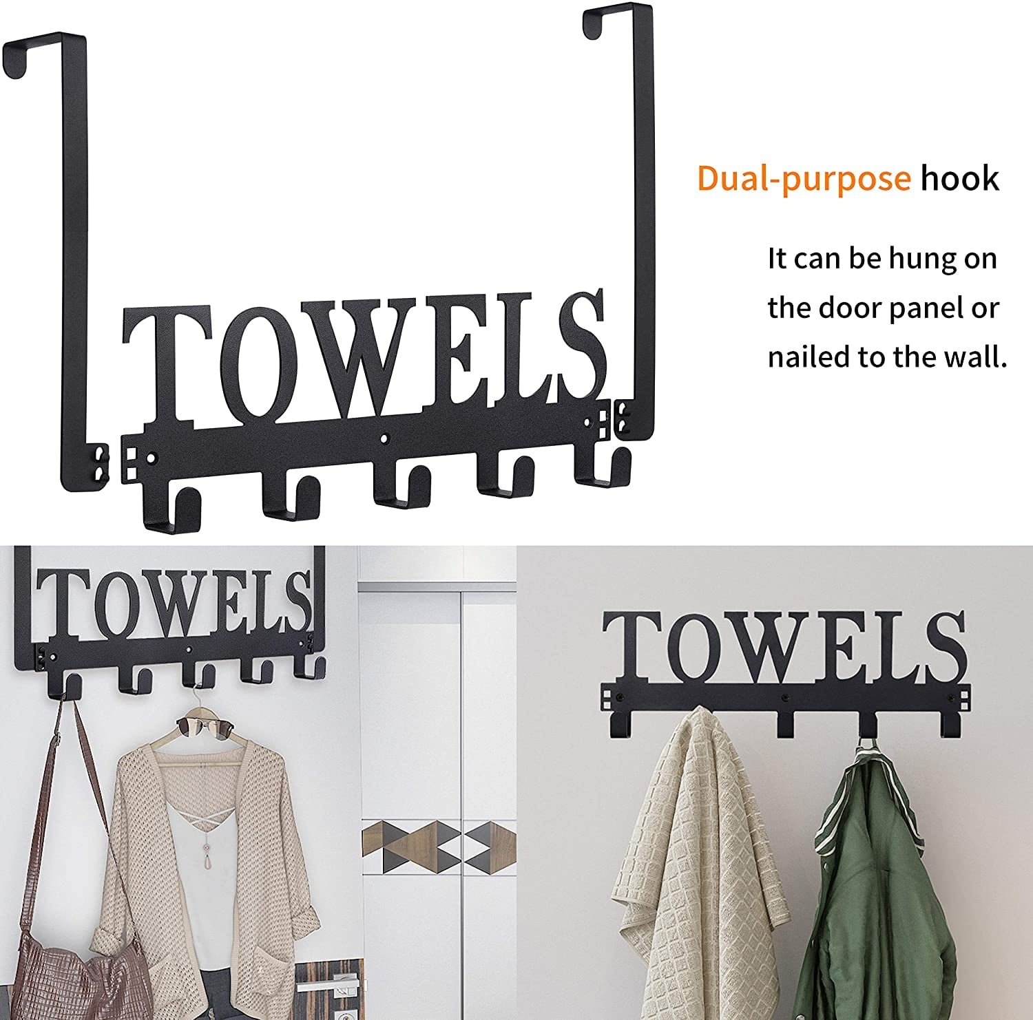 the Door Hooks, Door Mount Towel Holder, Towel Rack for Bathroom, Bedroom, Kitchen - Image 2